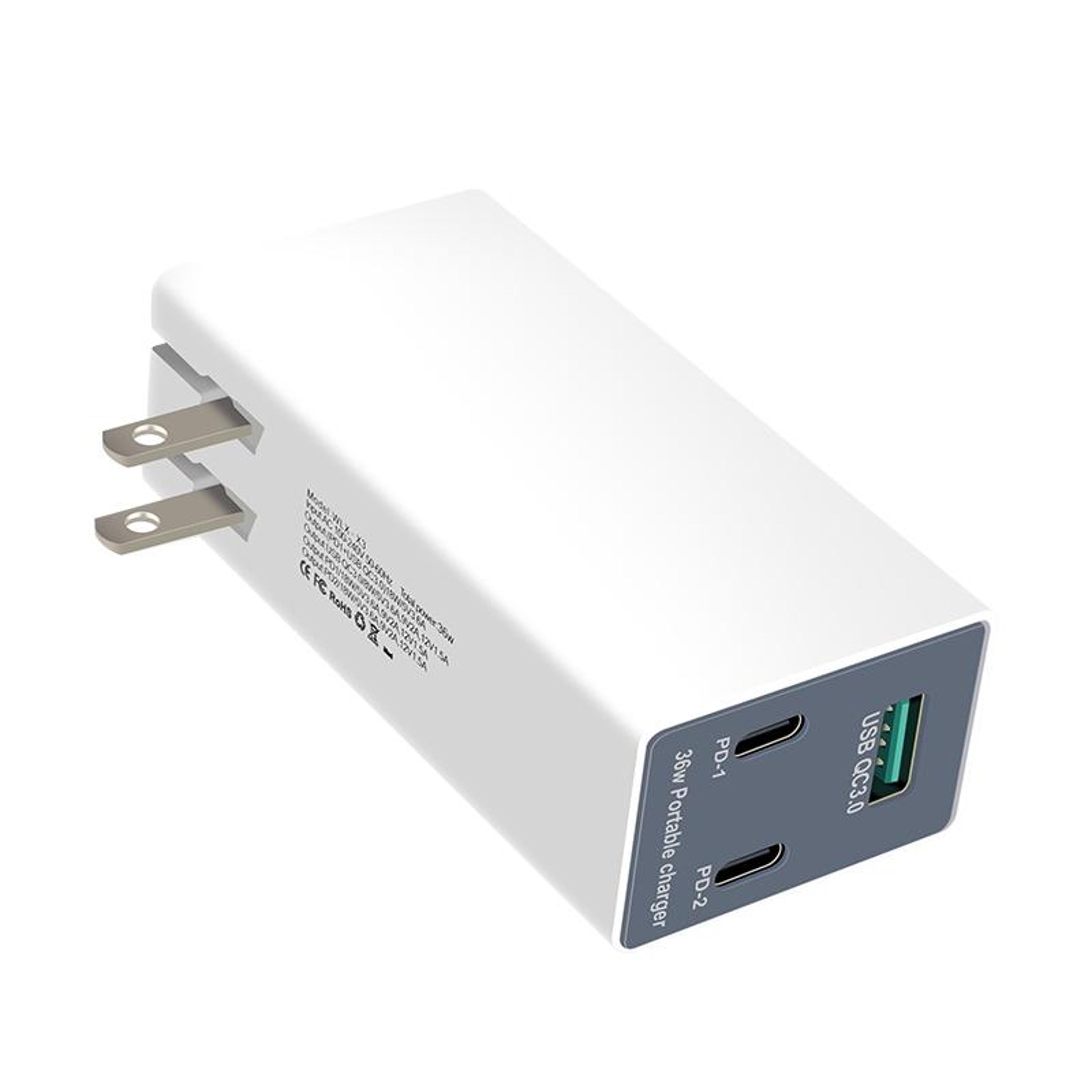 wlx-x3 36w pd3.0 fast charging usb wall charger foldable plug us plug qc3.0