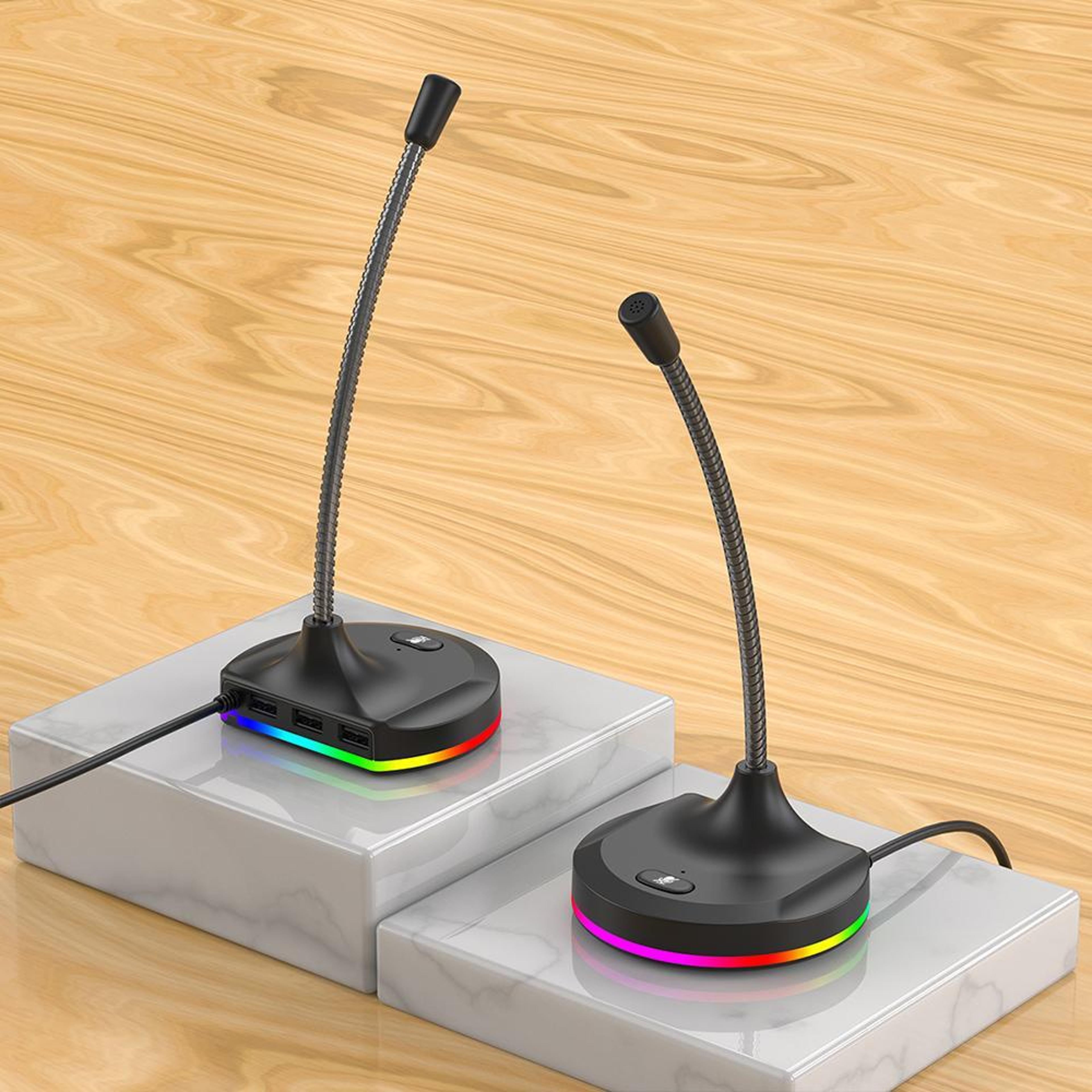 usb rgb gaming streaming microphone with built-in sound card, noise reduction play