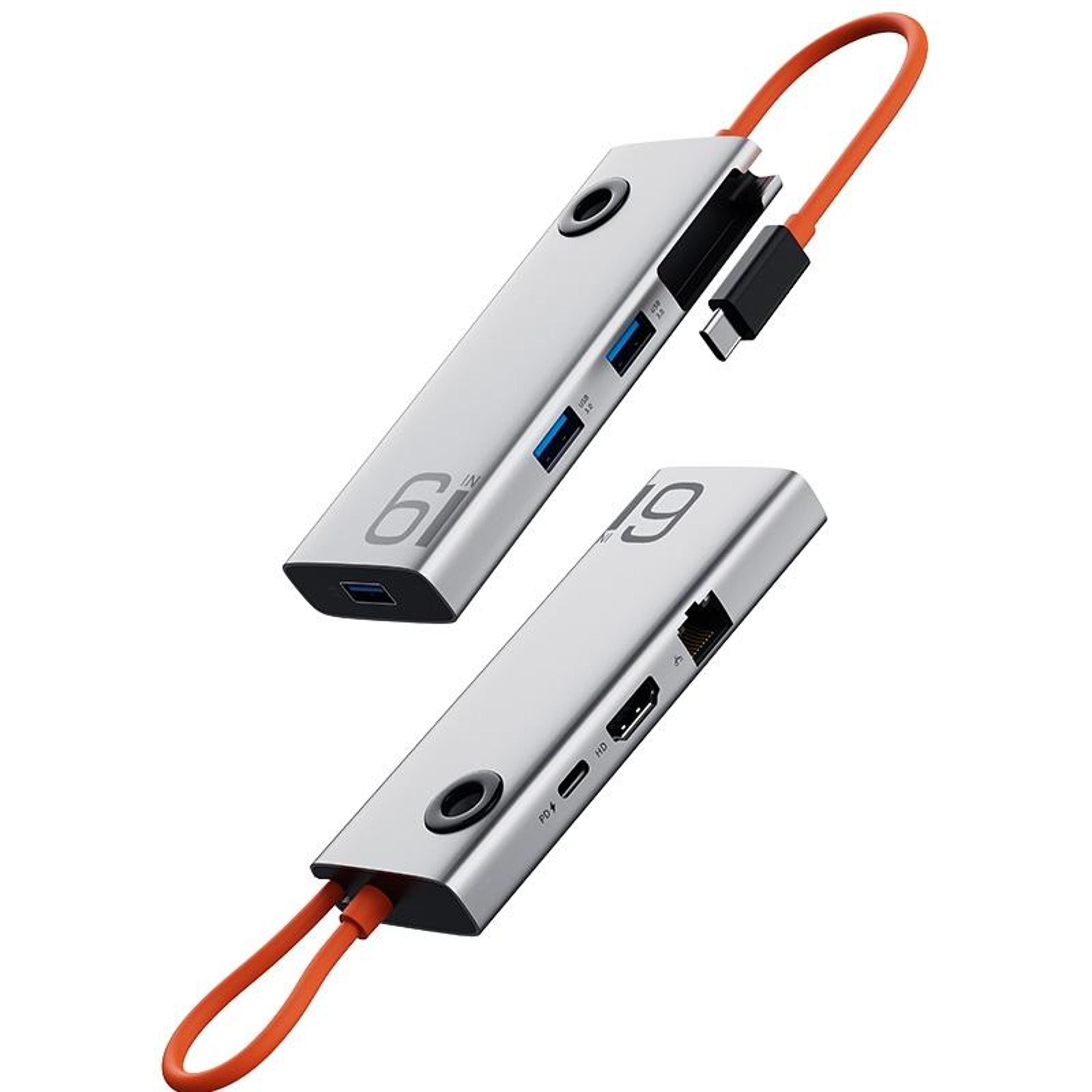 rock tr28 6-in-1 usb-c hub hdmi 4k gigabit ethernet 100w pd docking station