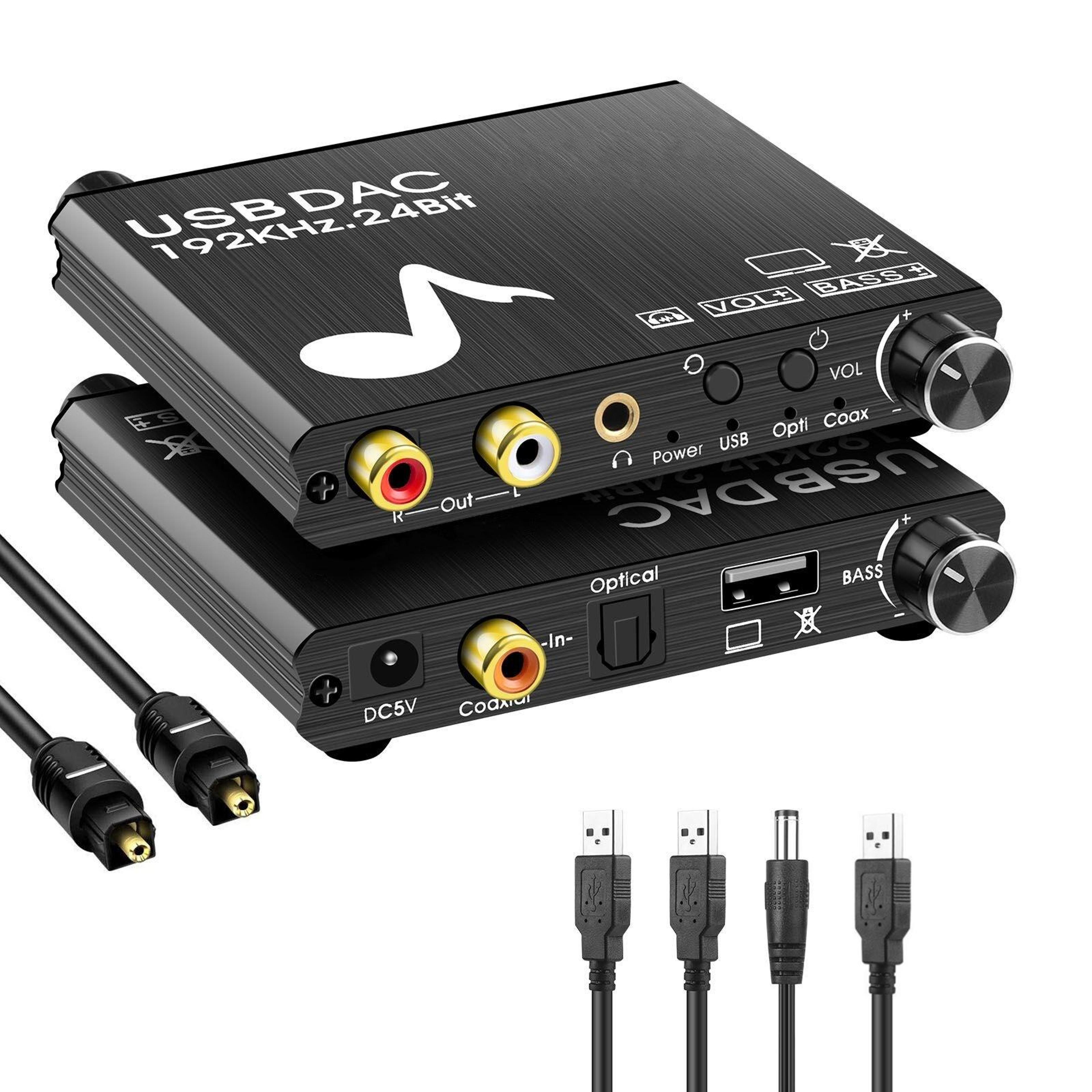 192khz digital to analog converter with optical audio decoder & usb sound card
