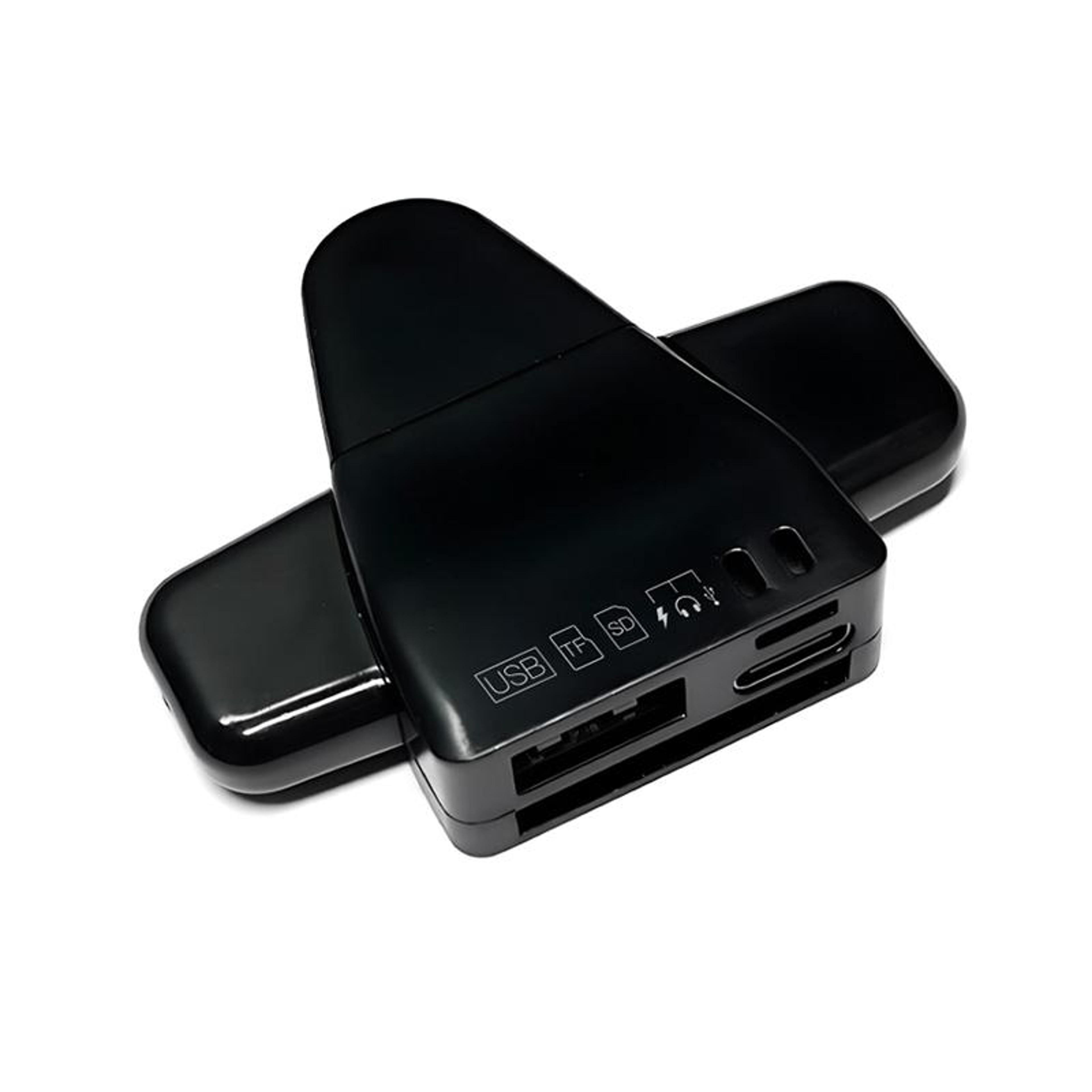 7-in-1 usb c & lightning sd card reader with audio adapter for iphone, ipad & laptop