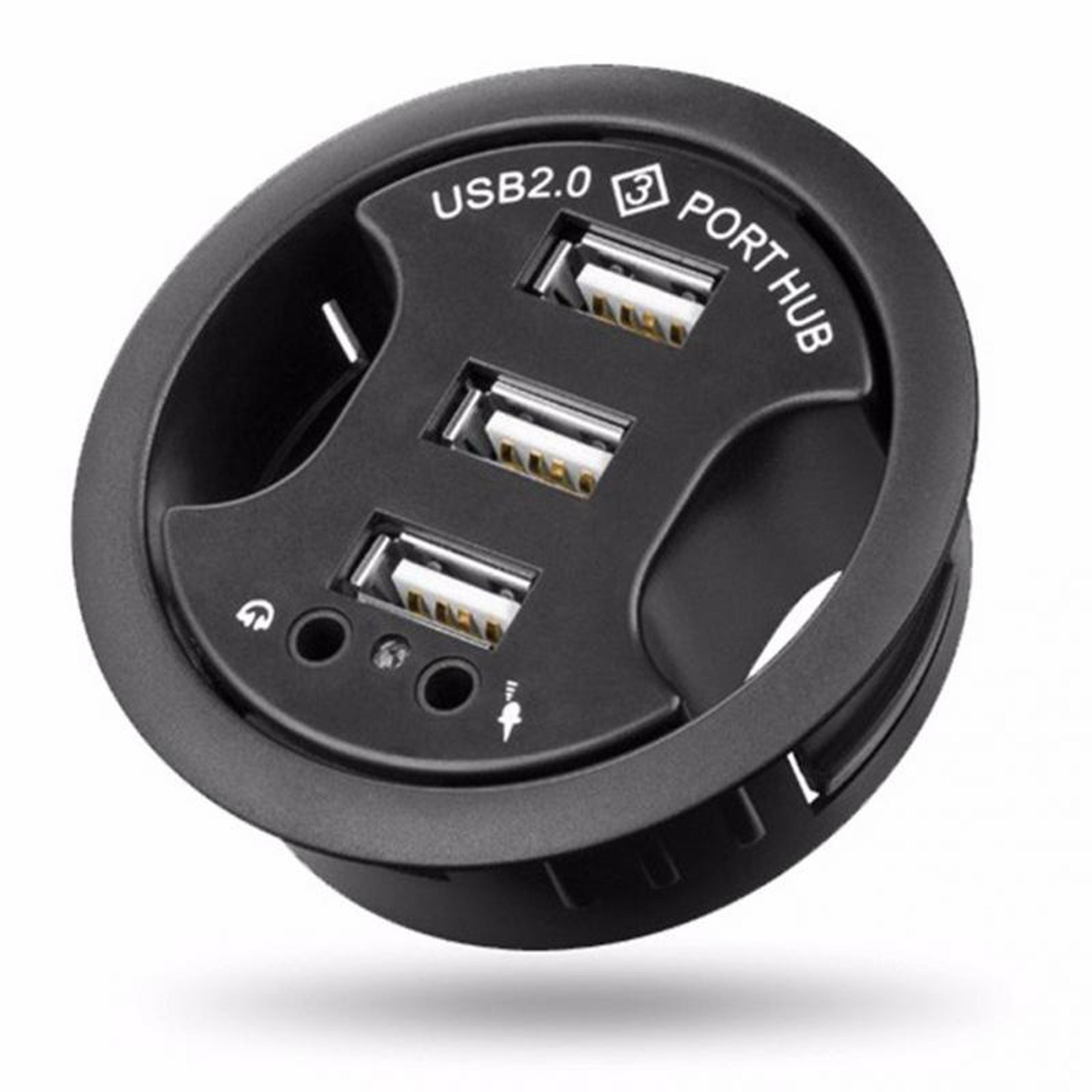 3-port usb audio hub with 3.5mm headphone & microphone adapter