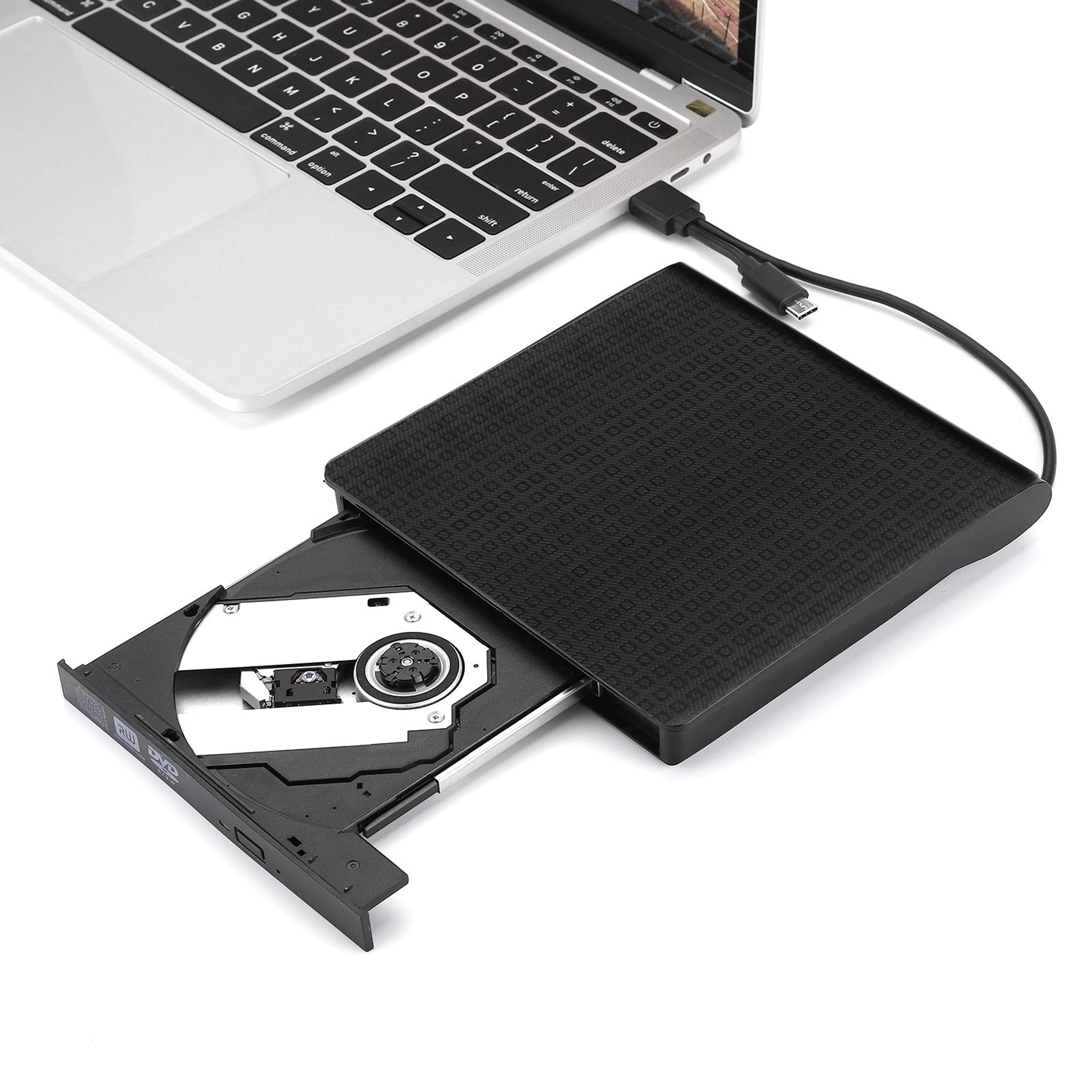 ultra-slim external dvd drive usb 3.0 & type-c cd/dvd burner for laptop, pc & mac