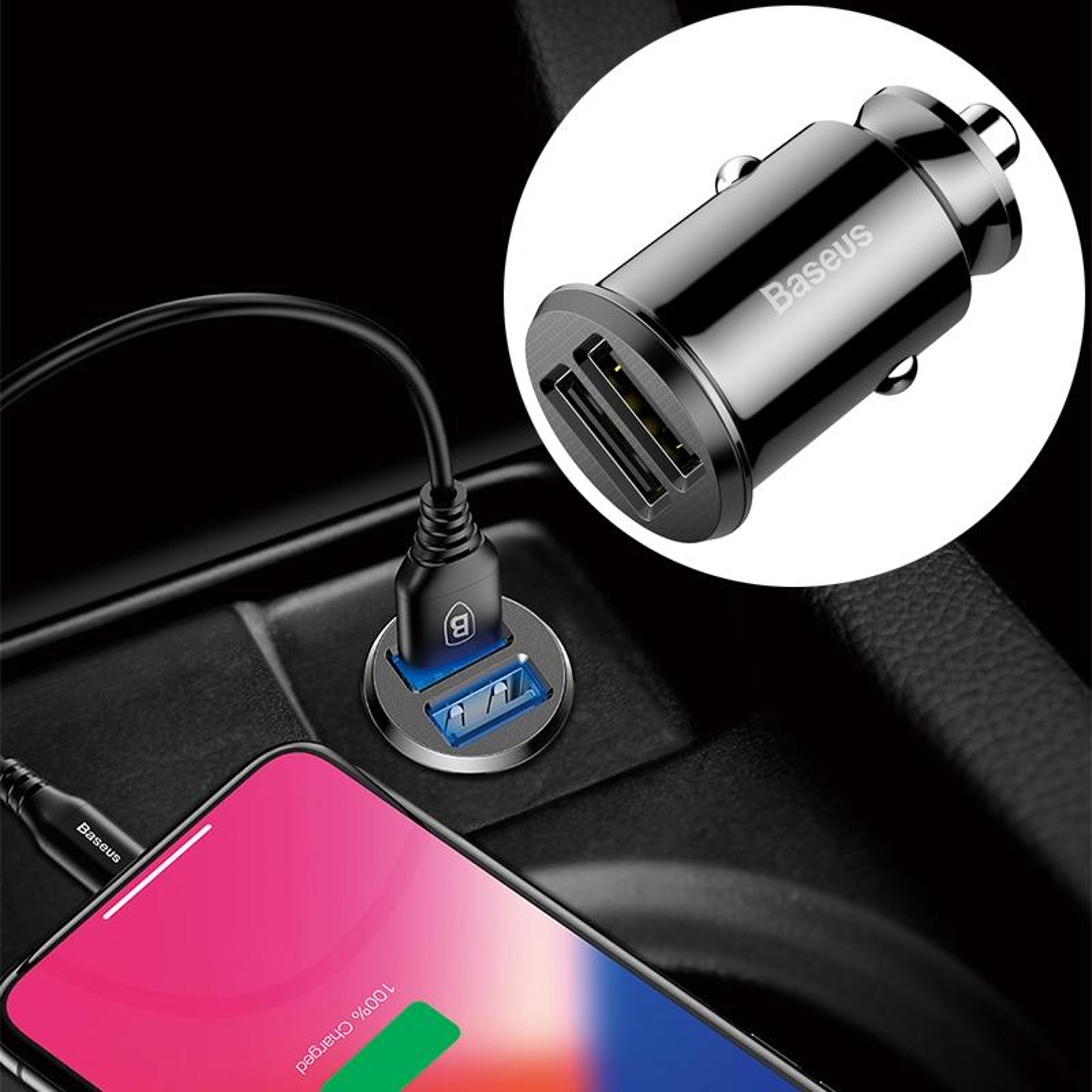baseus dual usb car charger 3.1a fast charging adapter for smartphones & tablets