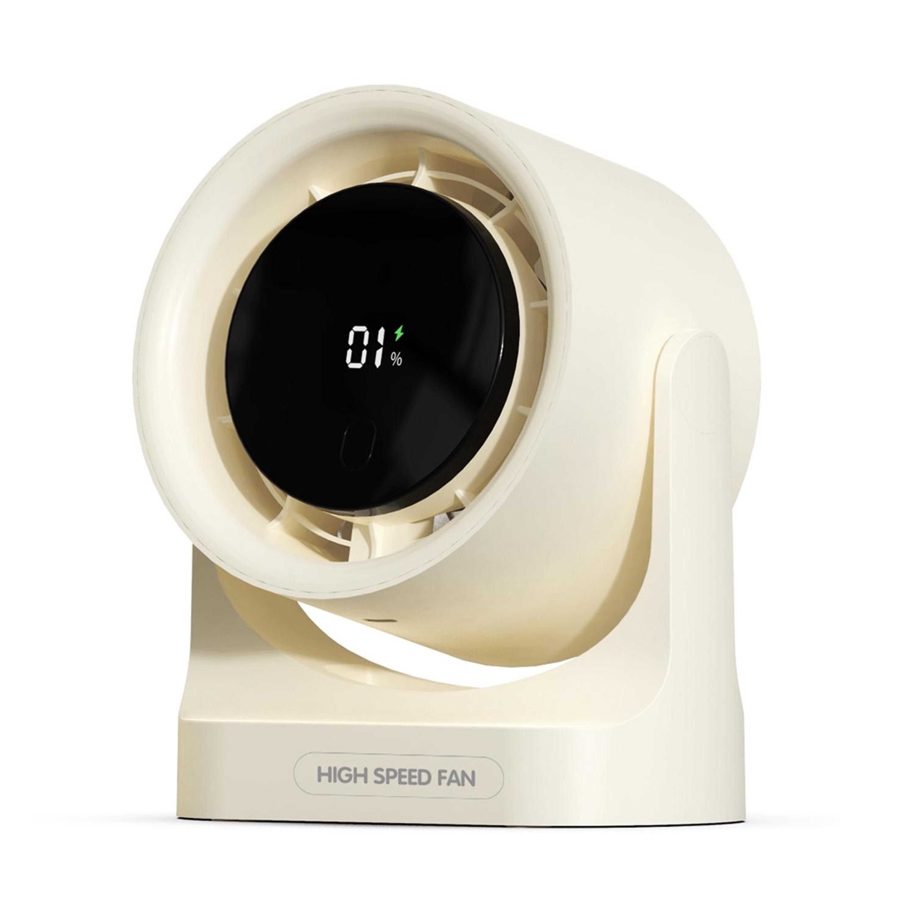 aeroflow pro 100-speed usb rechargeable fan with digital display & wall-mount design