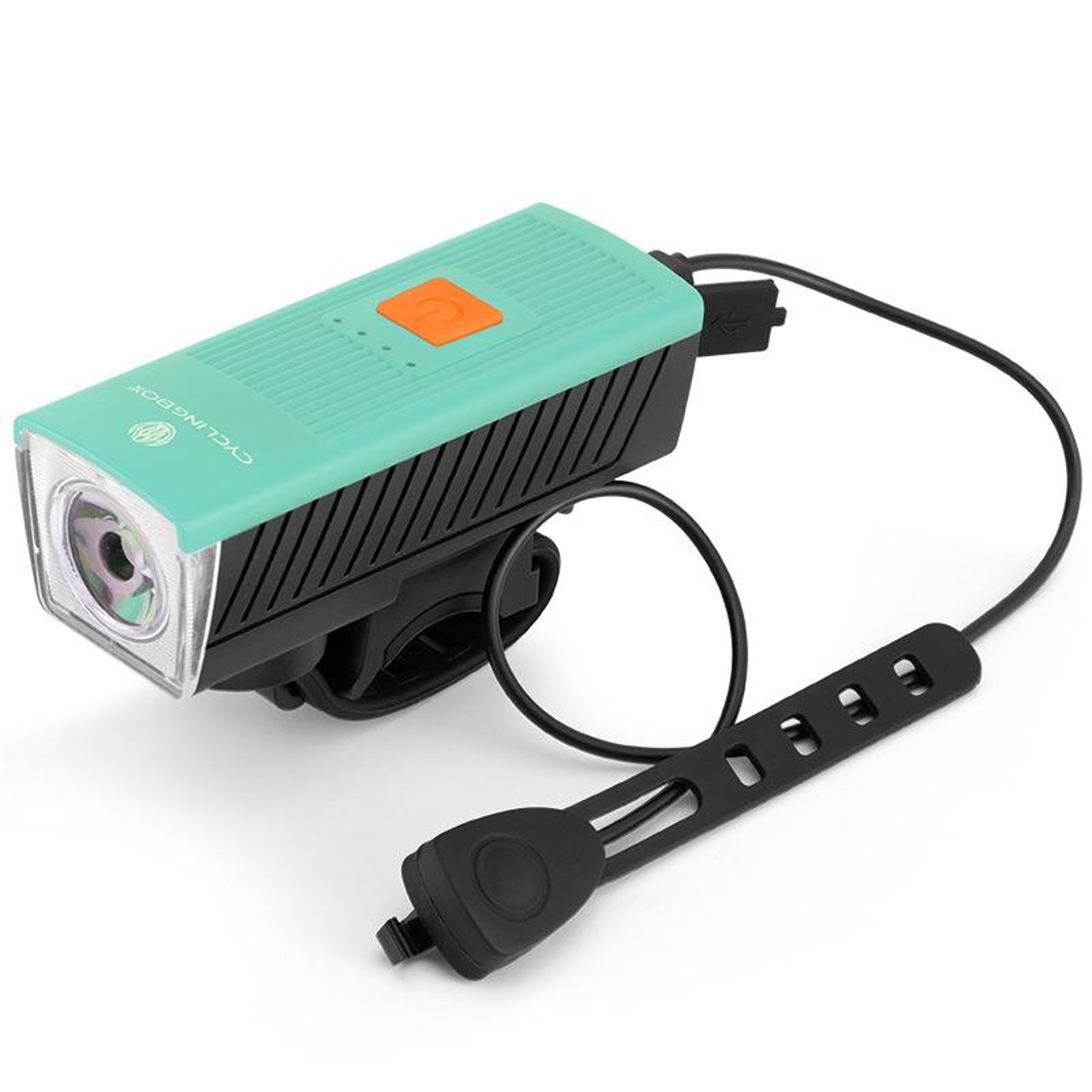 cyclingbox usb rechargeable bike headlight & horn combo for mountain bikes