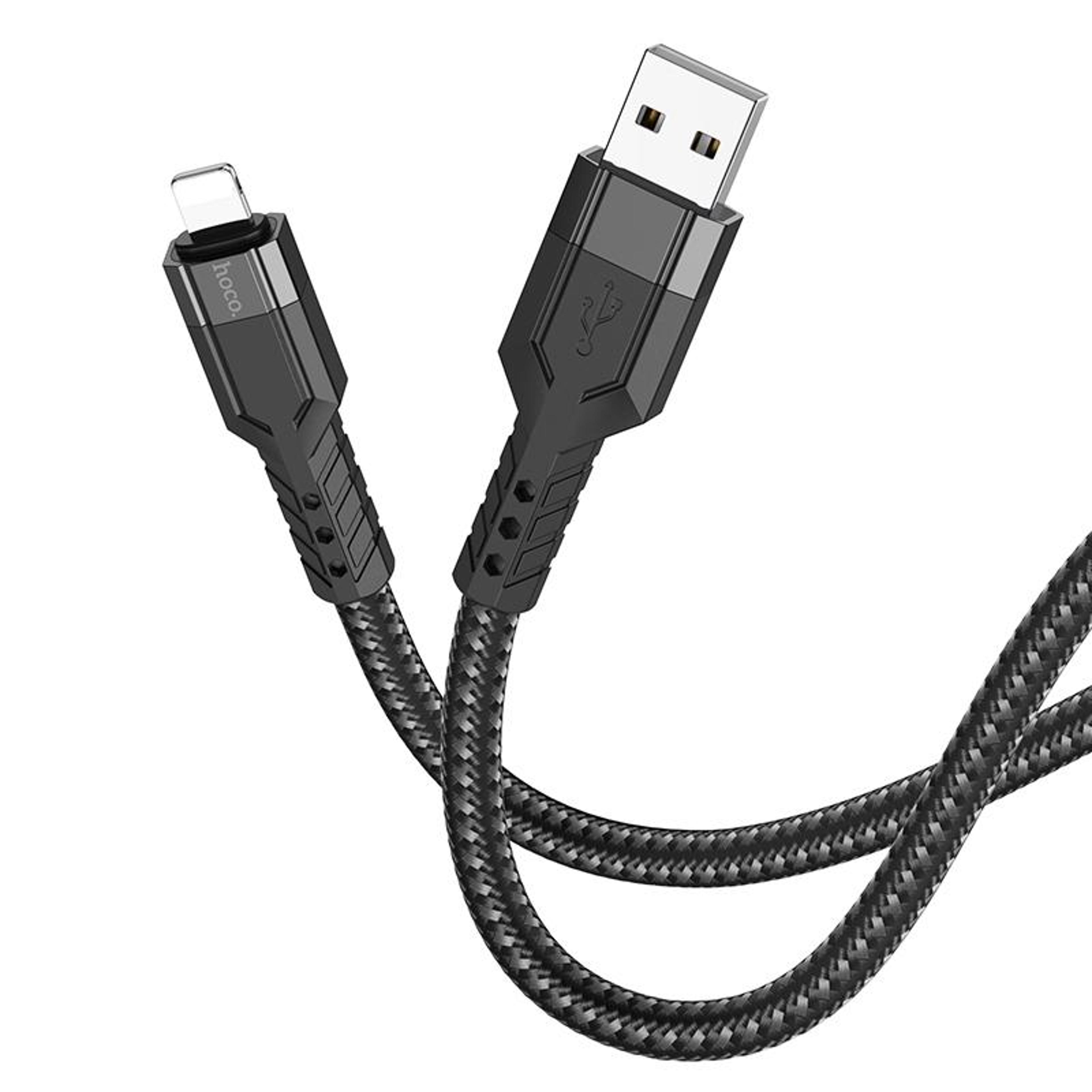 hoco u110 braided usb to lightning charging cable 1.2m 2.4a fast sync for iphone