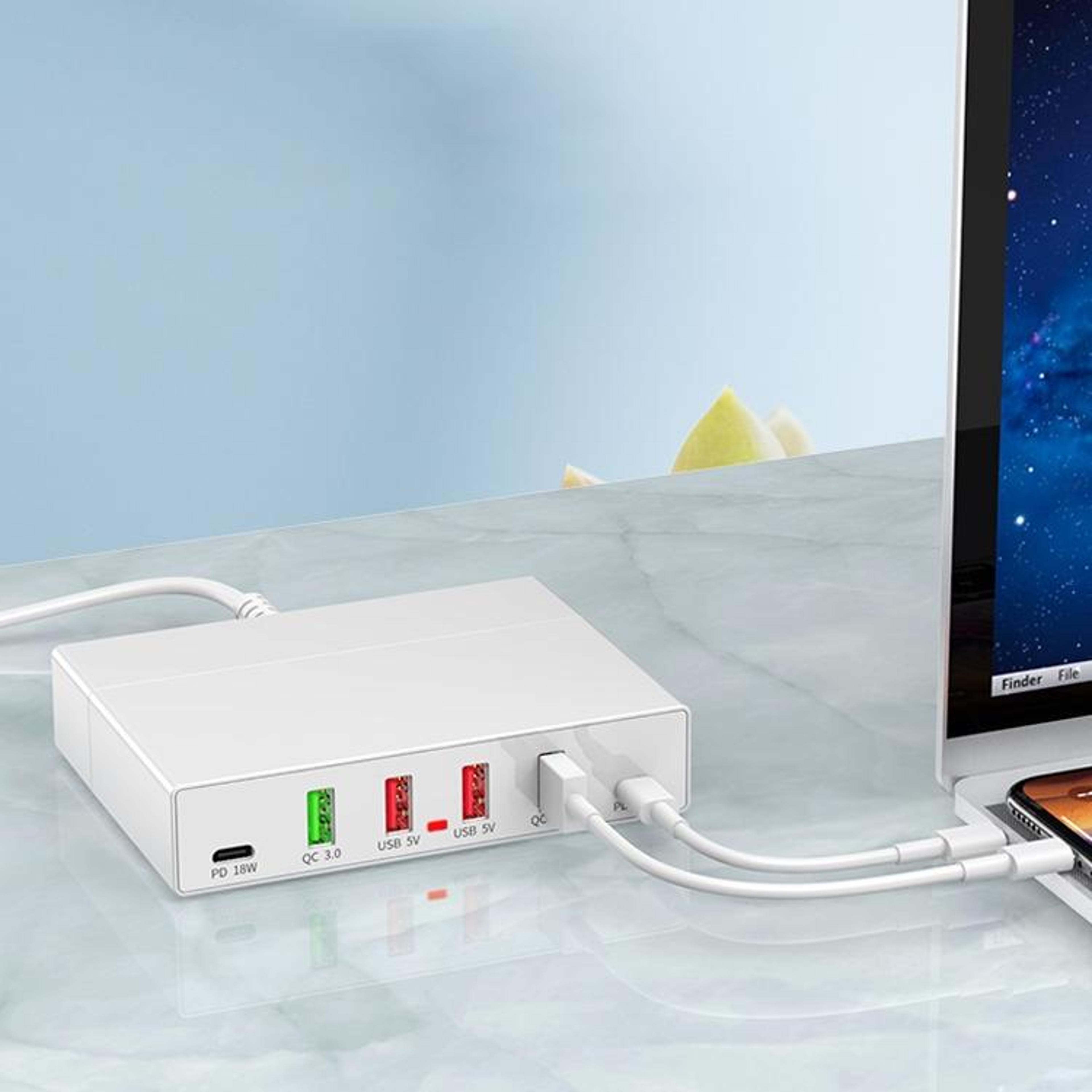 powerhub x5 6-port usb charging station with dual pd fast charge and device organizer