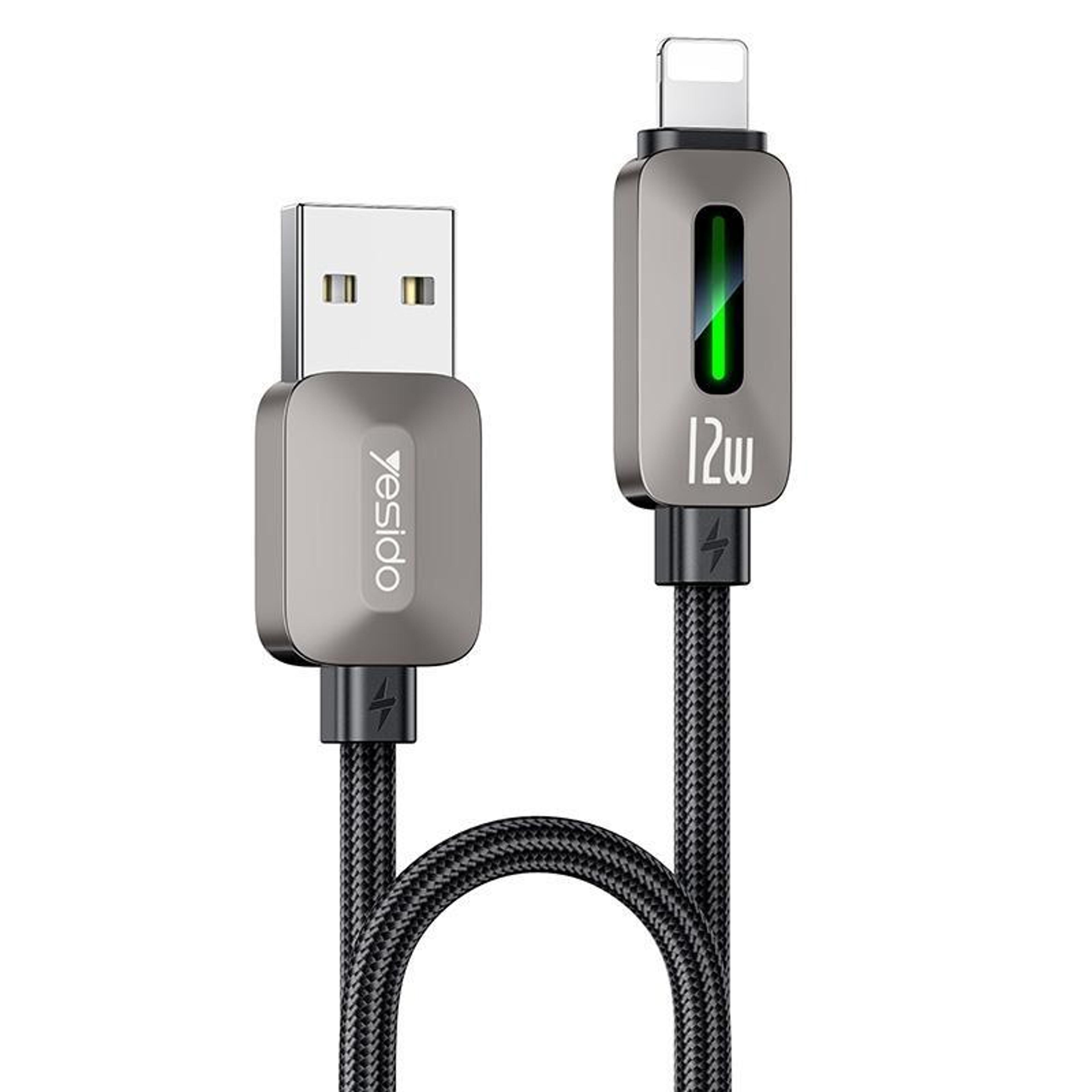 yesido flowlight lightning fast charging cable 1.2m for iphone & carplay
