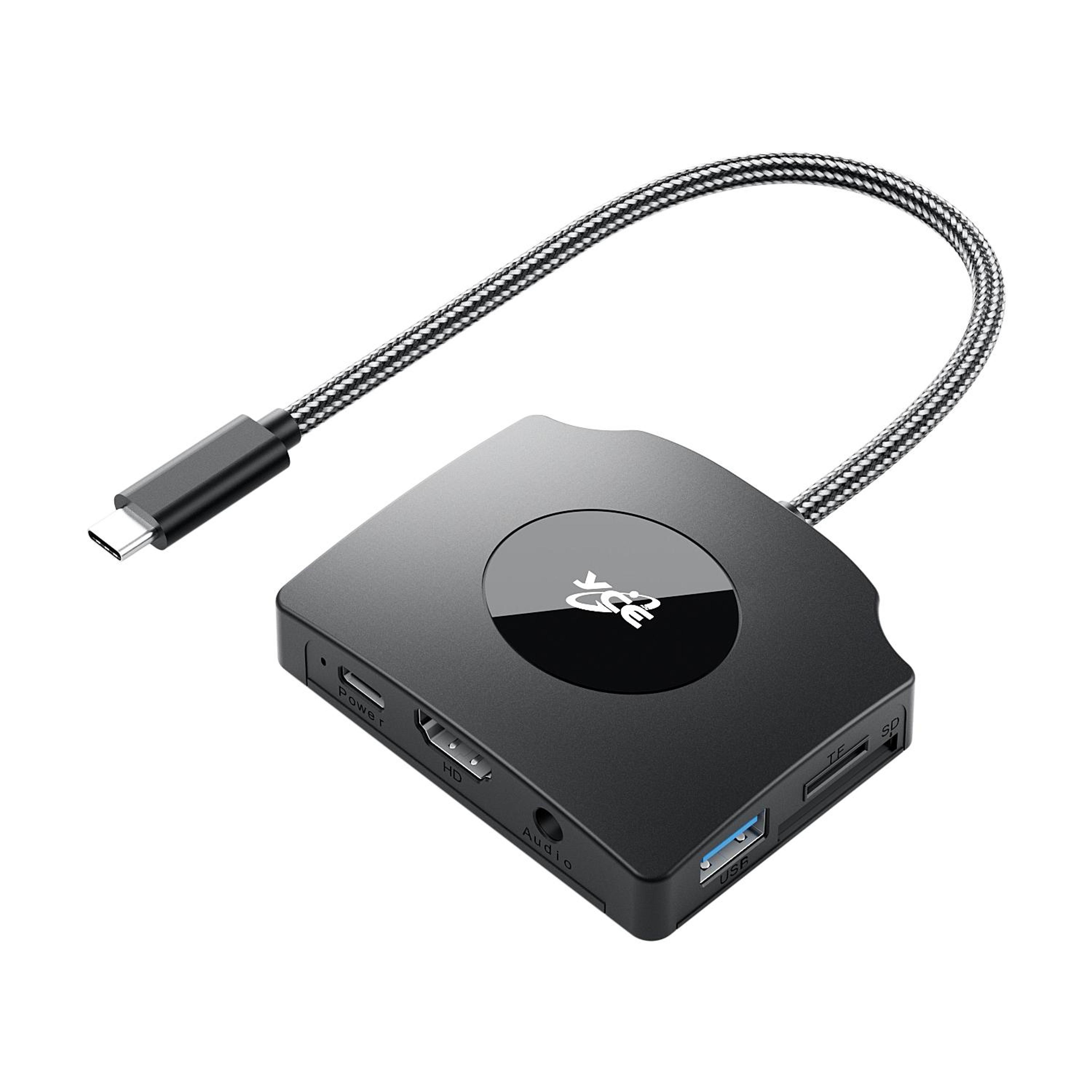 yce z70a usb-c docking station video capture card with pd 100w charging & sd/tf reader