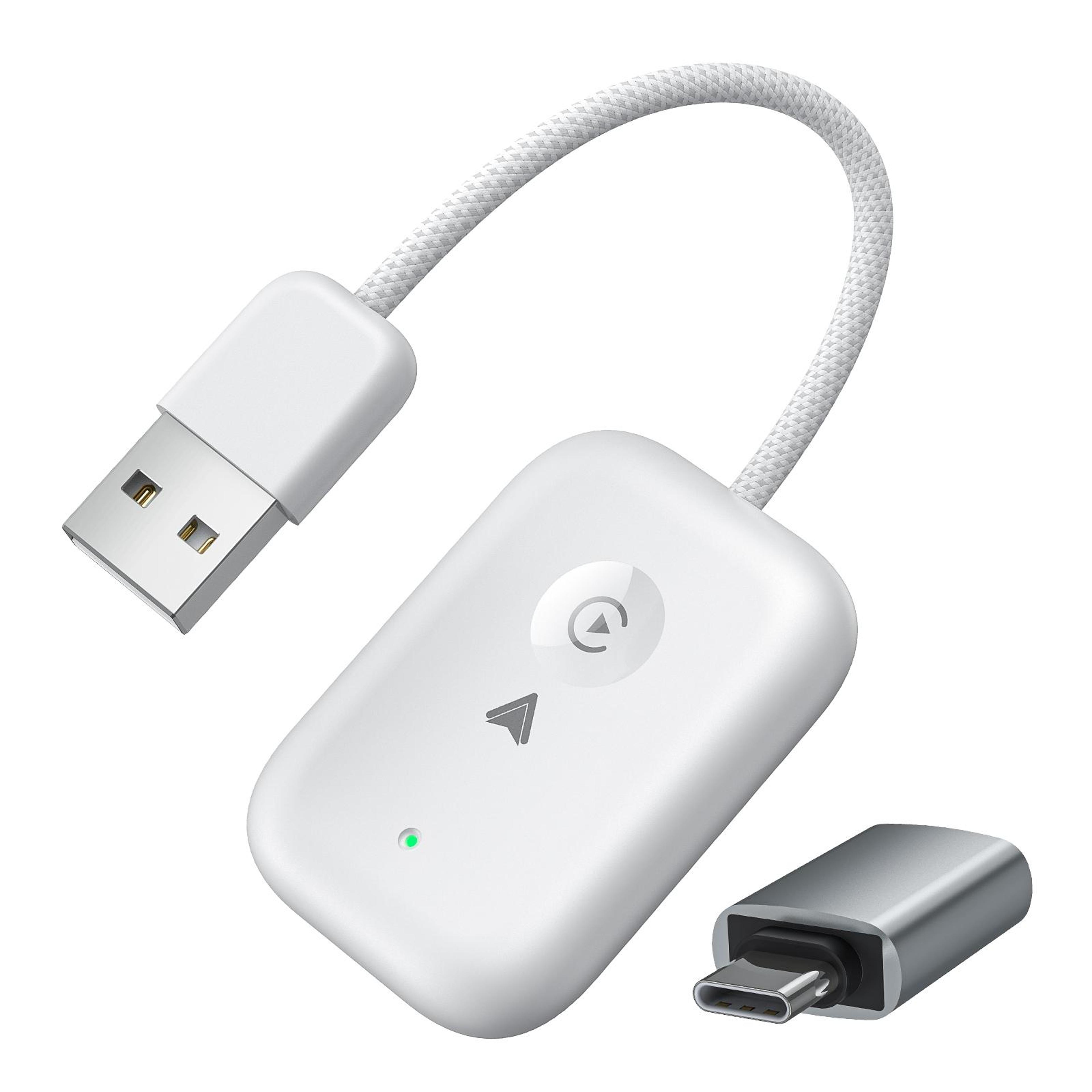 2-in-1 wireless carplay adapter & android auto converter with usb & type-c auto connect