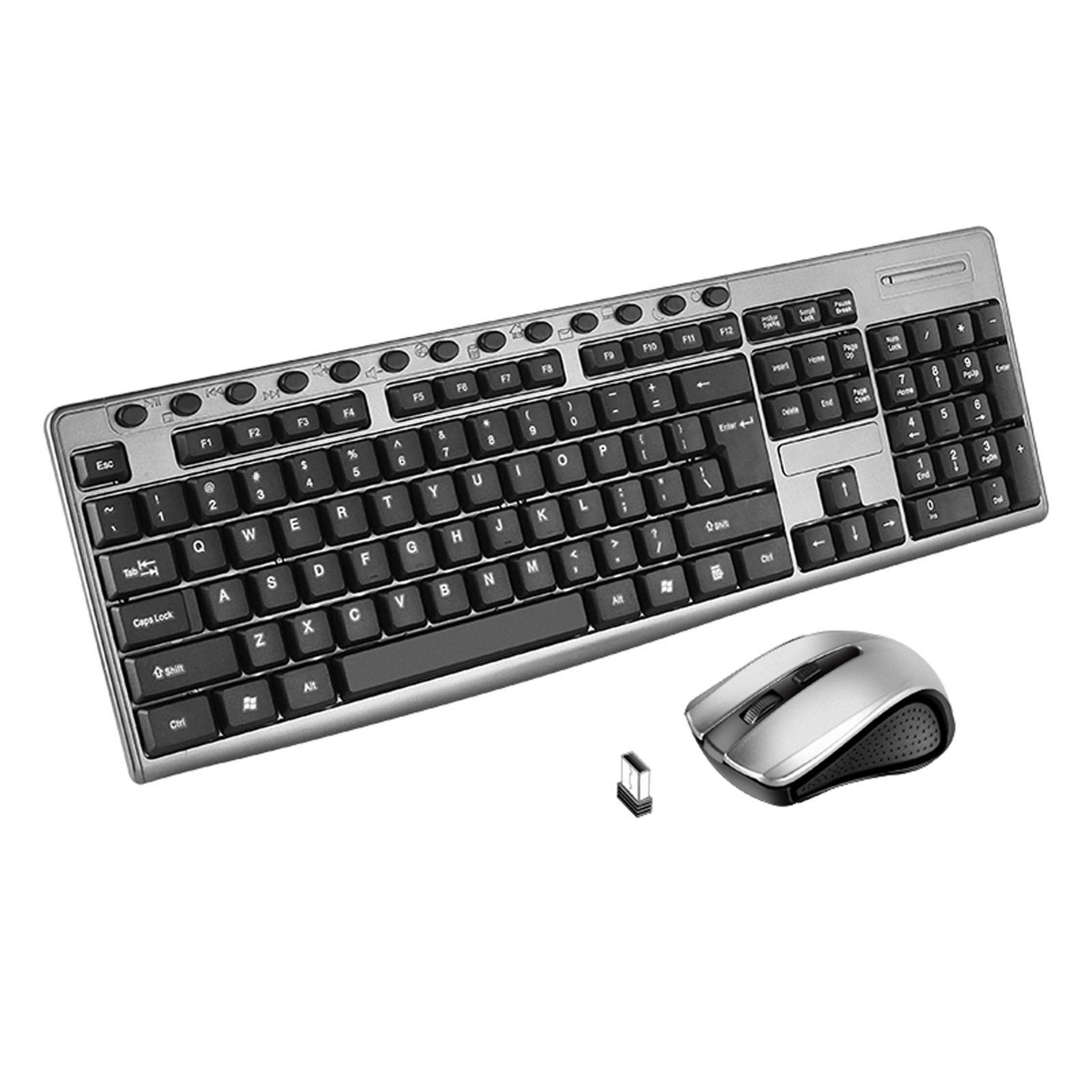 kb6600 full-size wireless keyboard and mouse combo with numeric keypad & multimedia keys