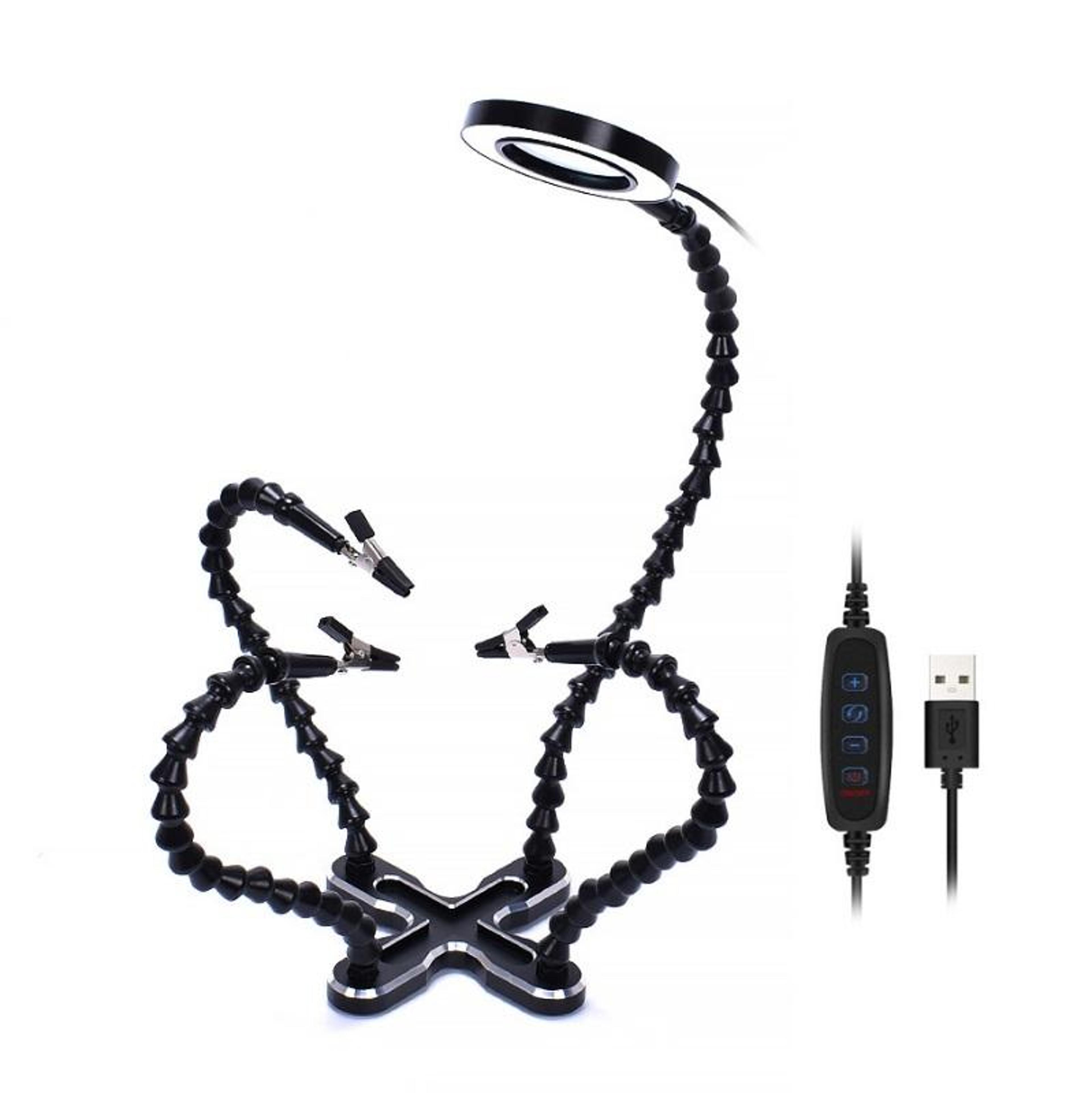 4-claw helping hands soldering station with led magnifier & flexible arms
