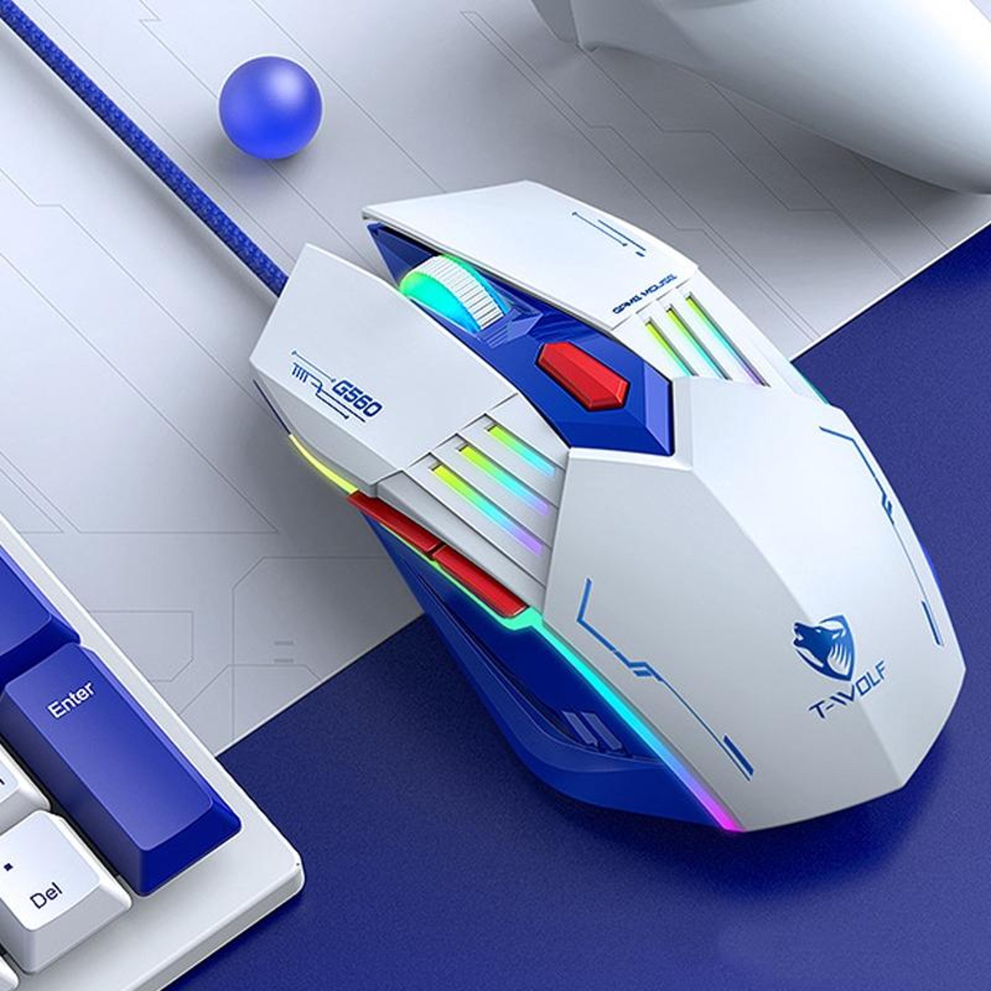 t-wolf g560 rgb gaming wired mouse with silent clicks, 6 buttons & adjustable dpi