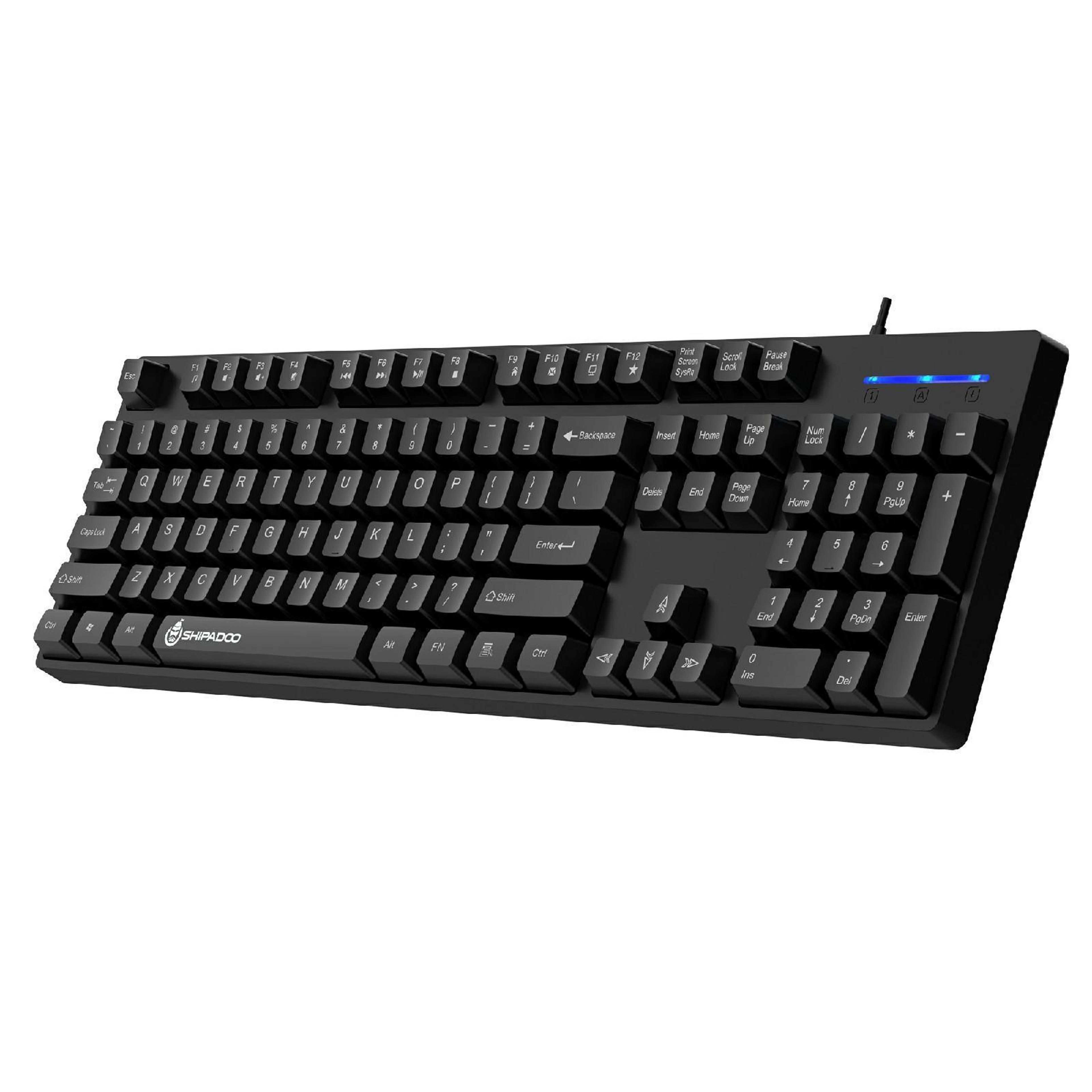shipadoo k600 ergonomic wired keyboard for pc & mac full-size usb office keyboard