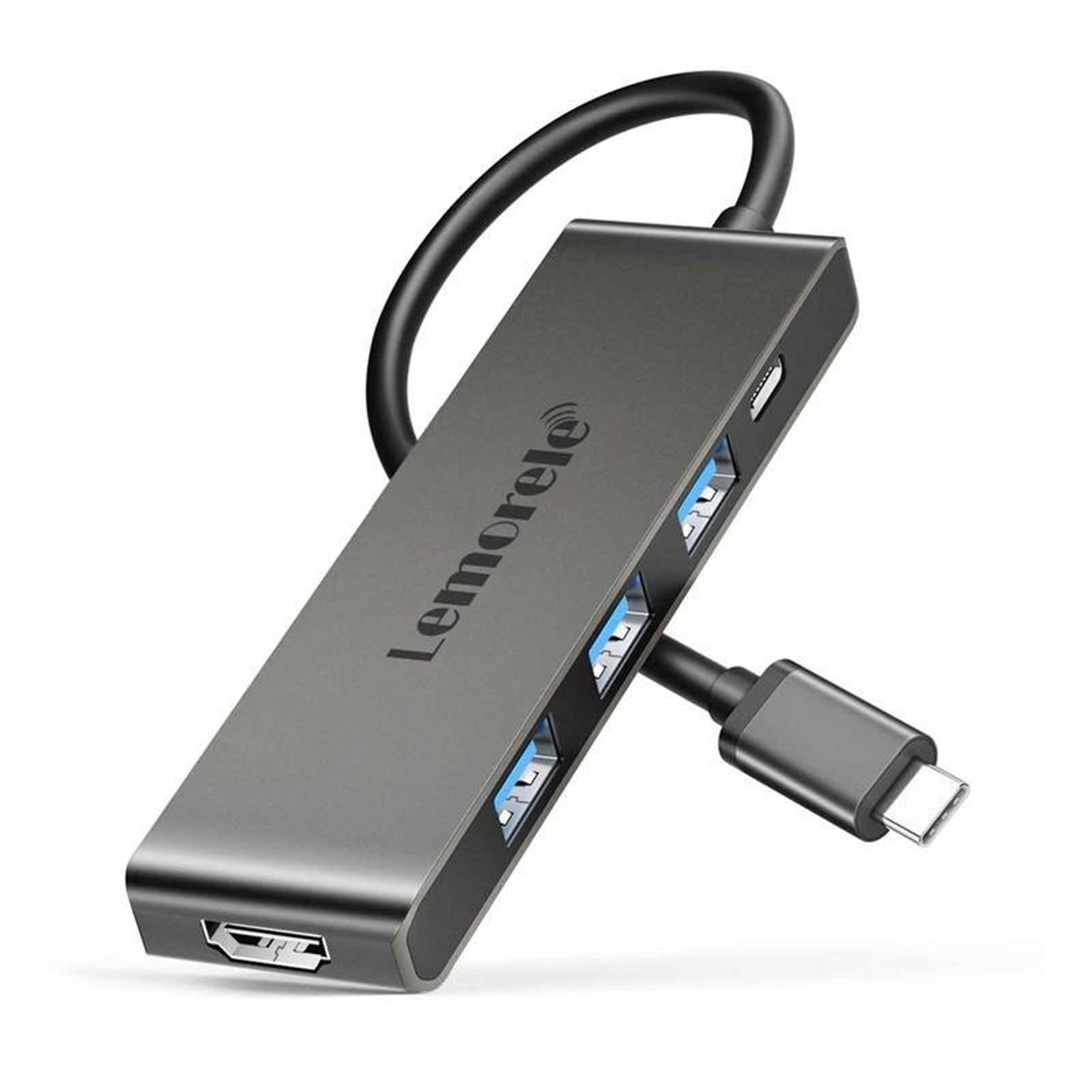 lemorele 5-in-1 usb-c docking station with 4k hdmi, gigabit ethernet & 100w pd charging