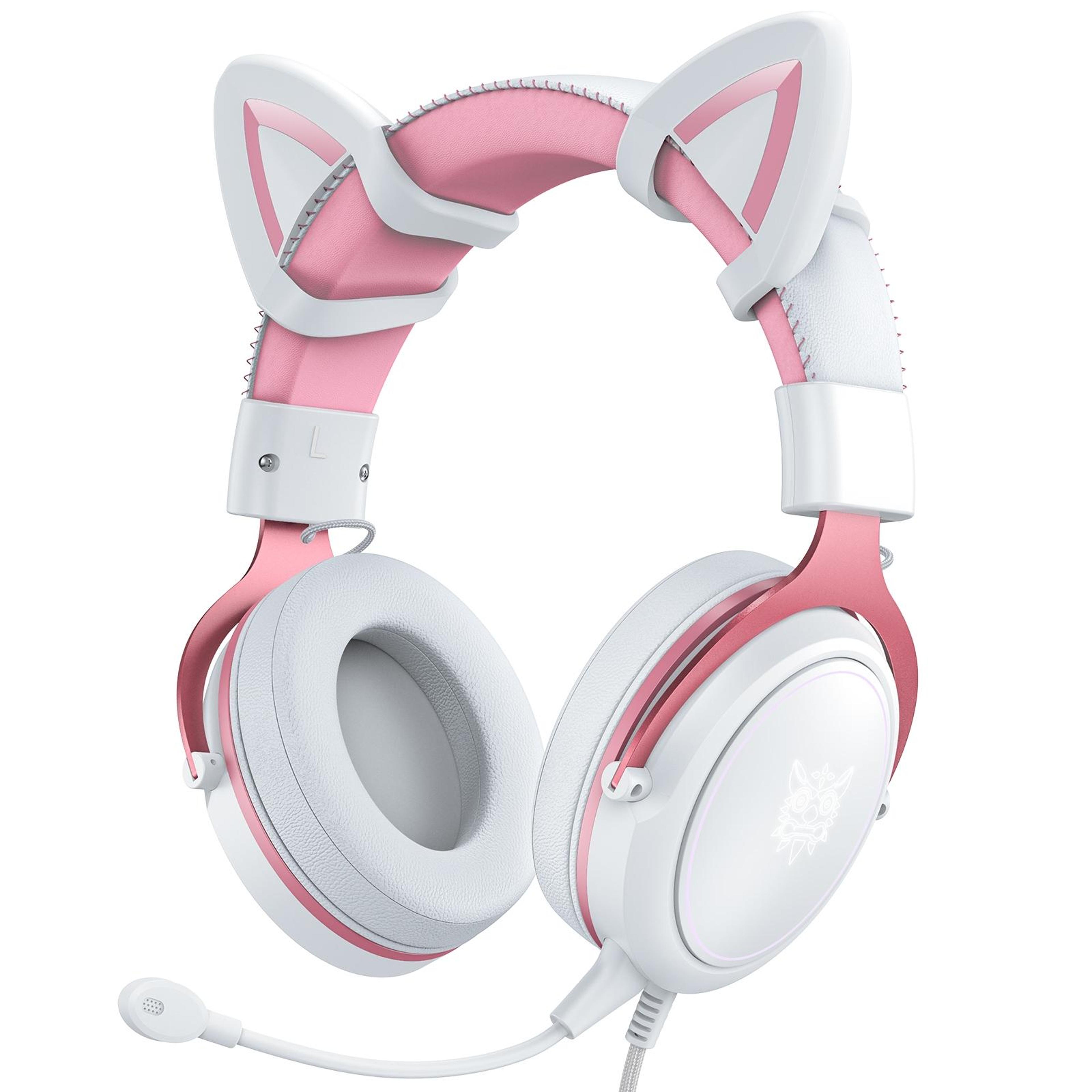 onikuma x10 cat ear led gaming headset with mic, 50mm drivers & noise-reducing audio