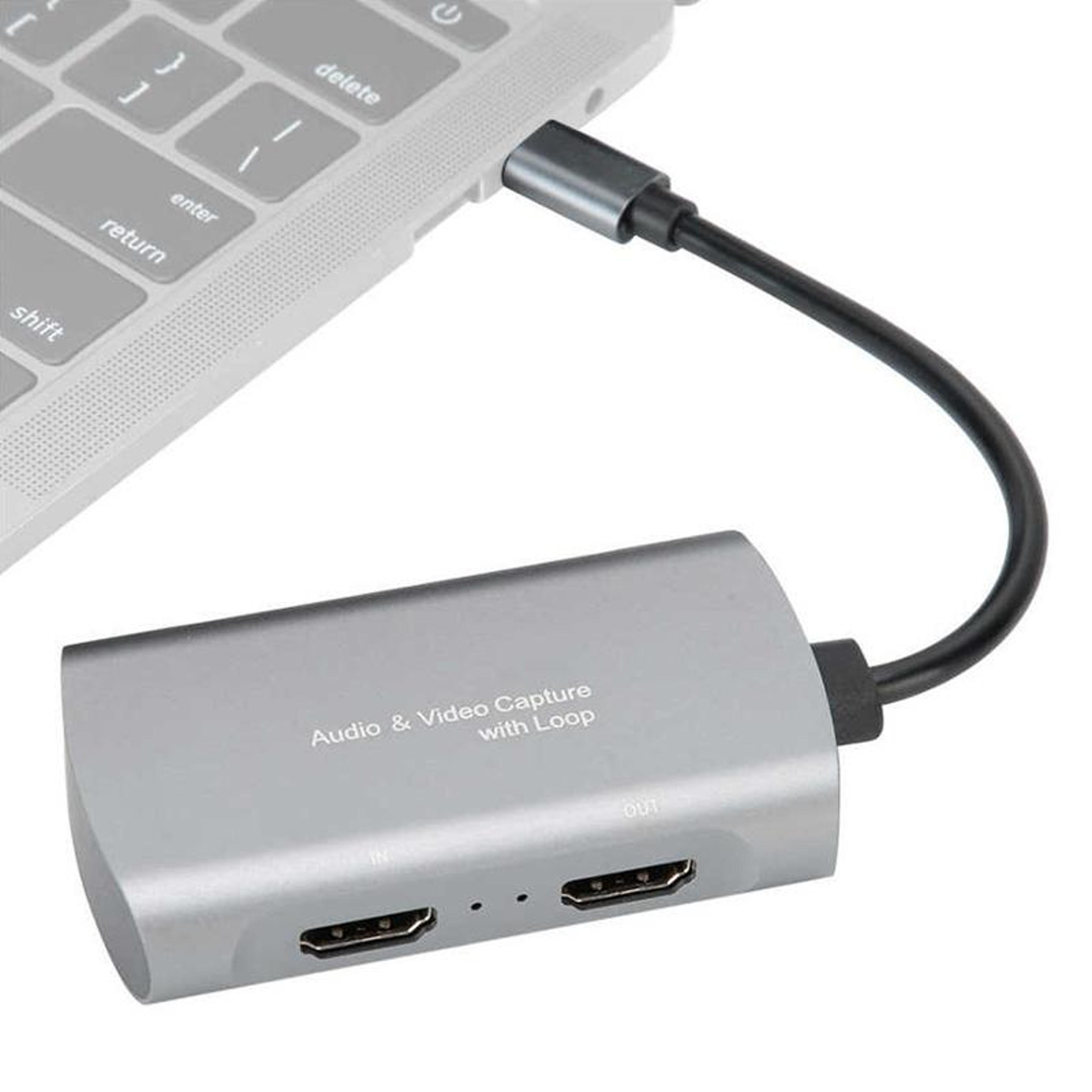 4k hdmi video capture card with type-c loop output for streaming, gaming & recording