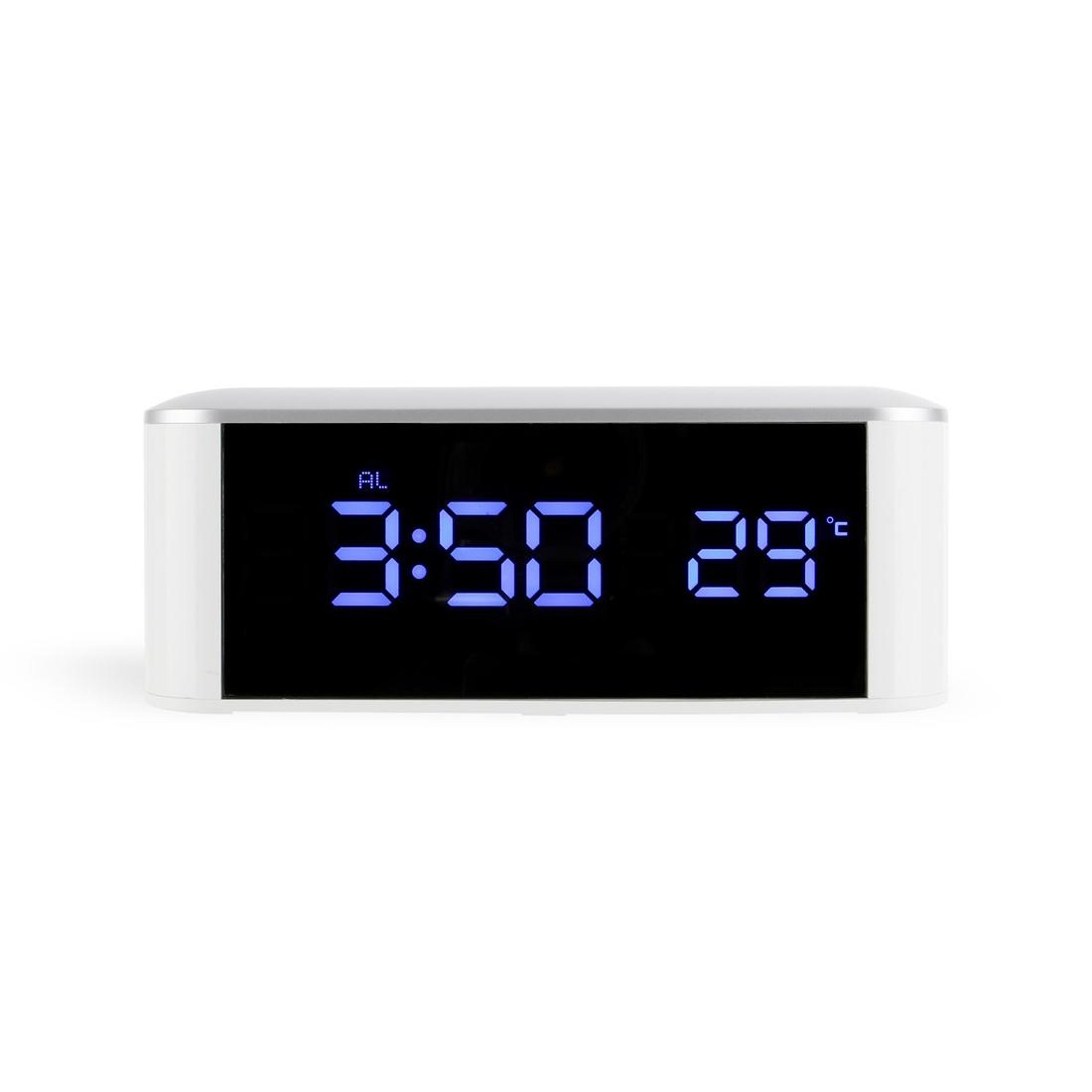 smart led mirror alarm clock with temperature display, snooze & adjustable brightness