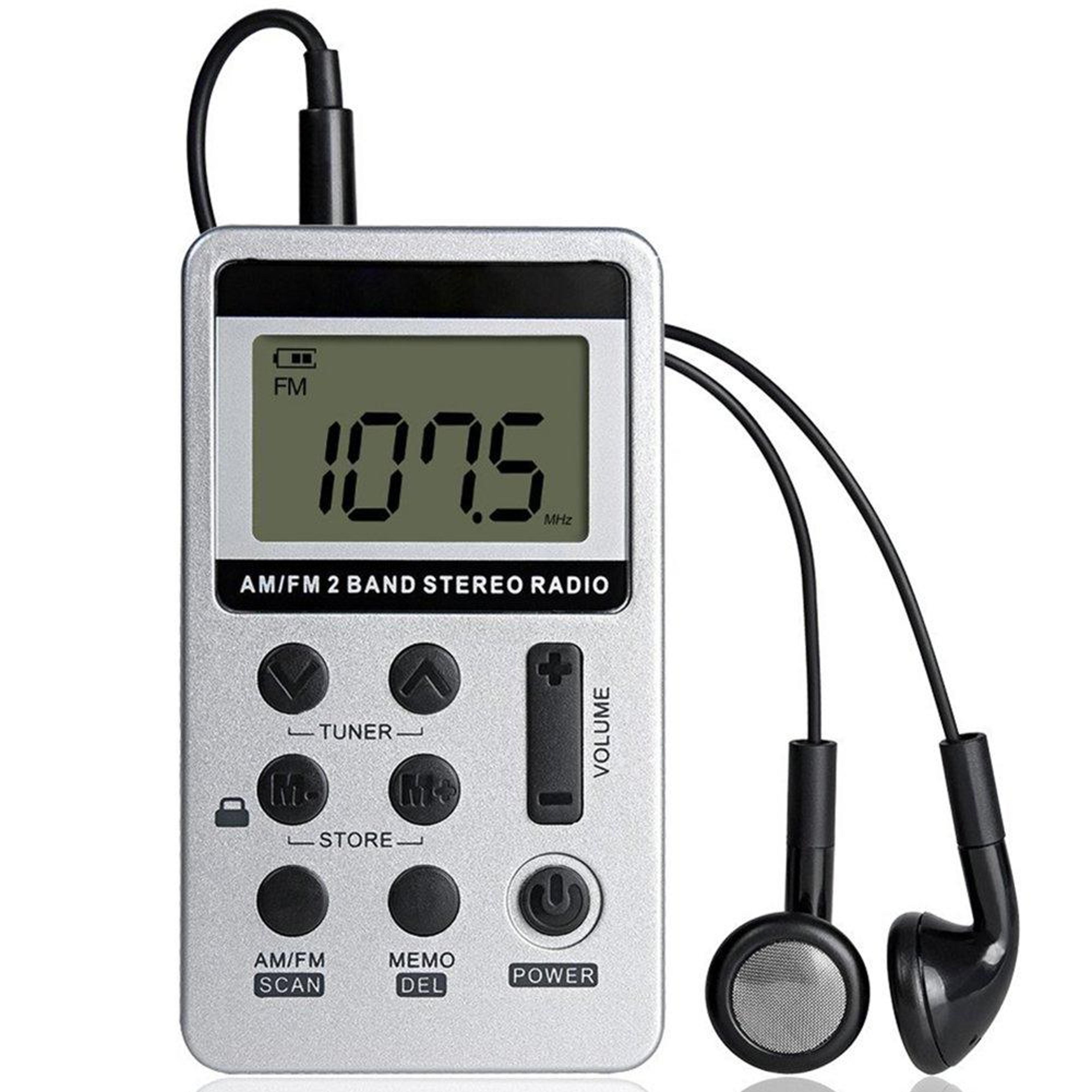 hrd-103 portable am/fm radio with presets, headset & long battery life