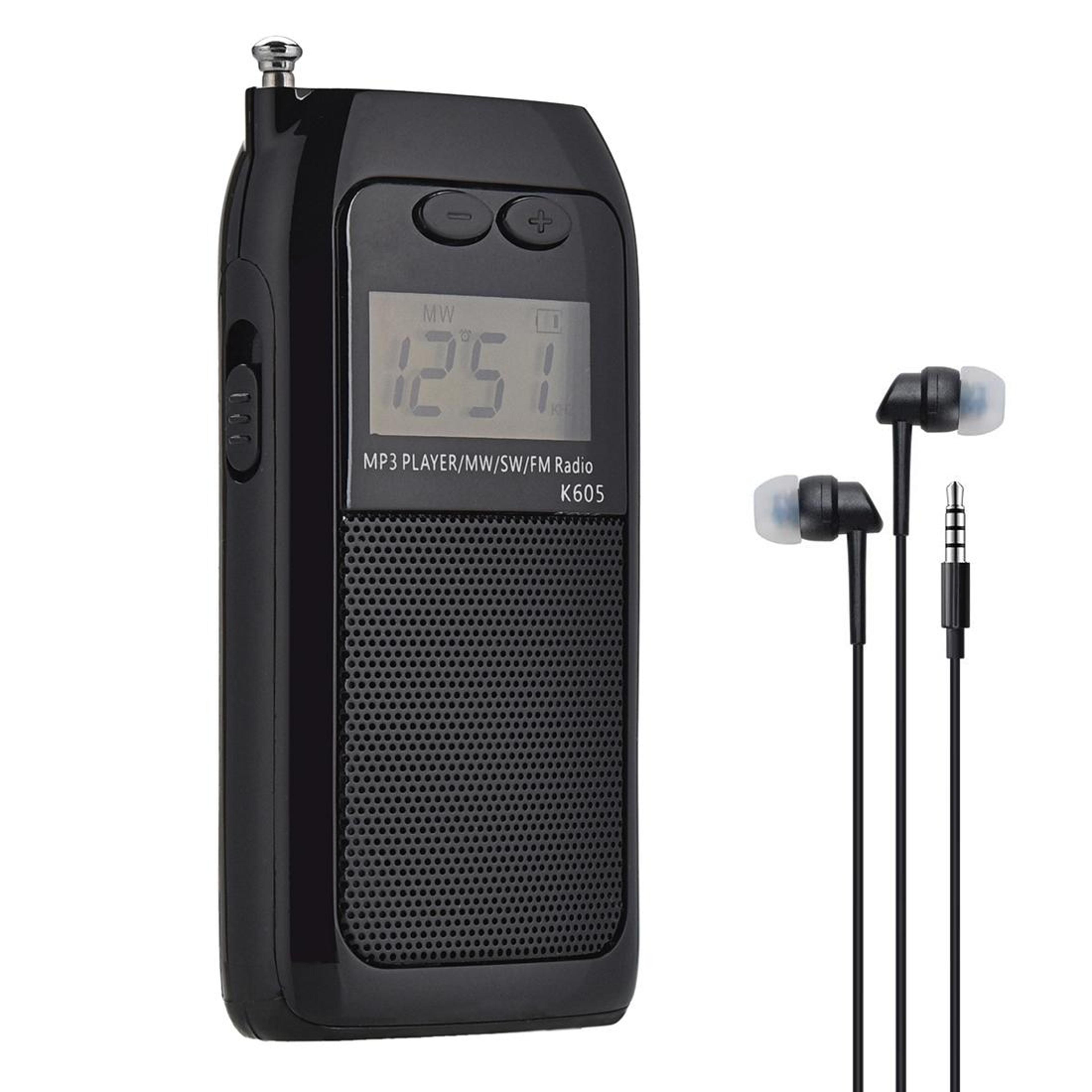 k-605 pocket world band radio & mp3 player – portable fm am sw receiver with tf card support