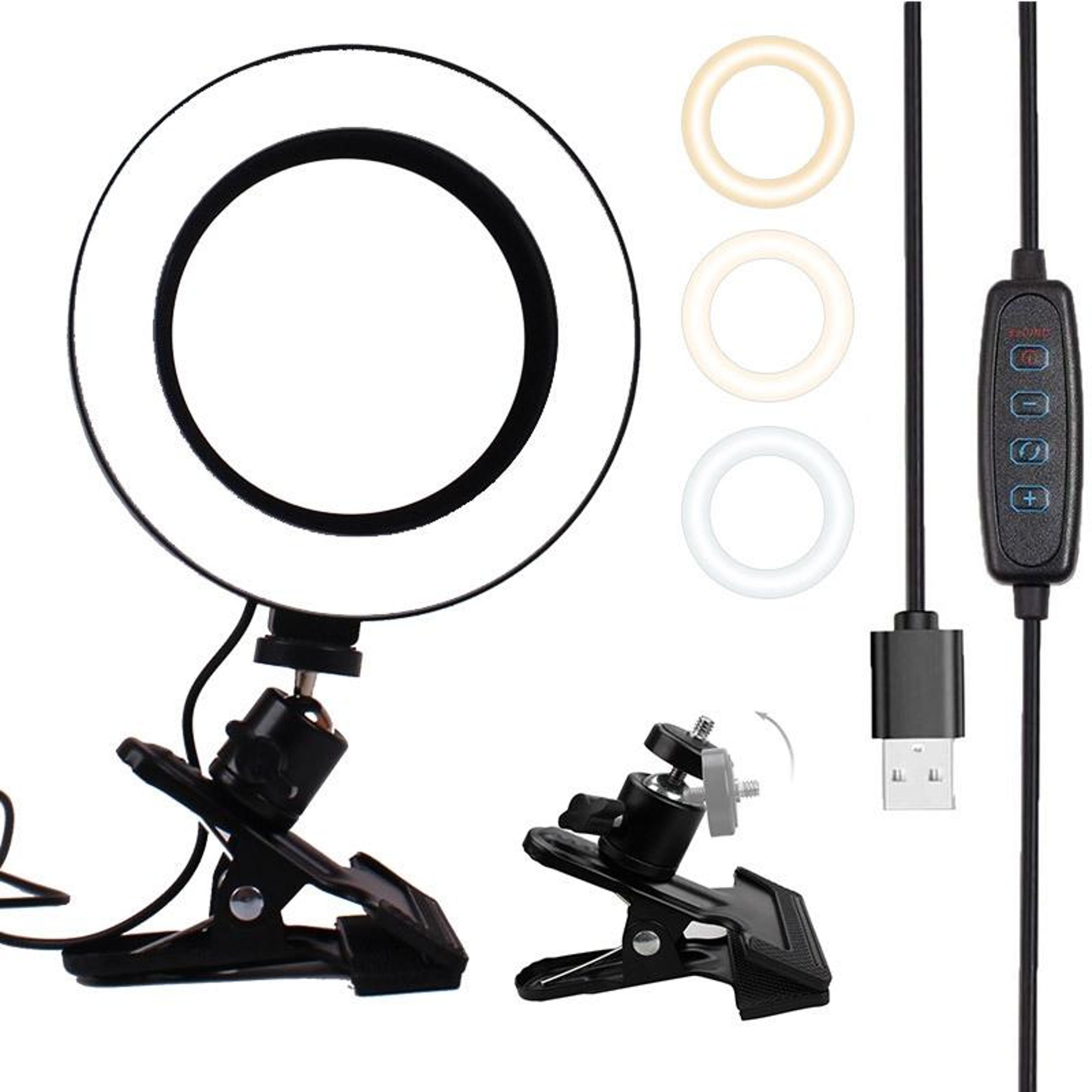 lumiclip pro 6-inch led ring light with adjustable color temperature & strong desk clip