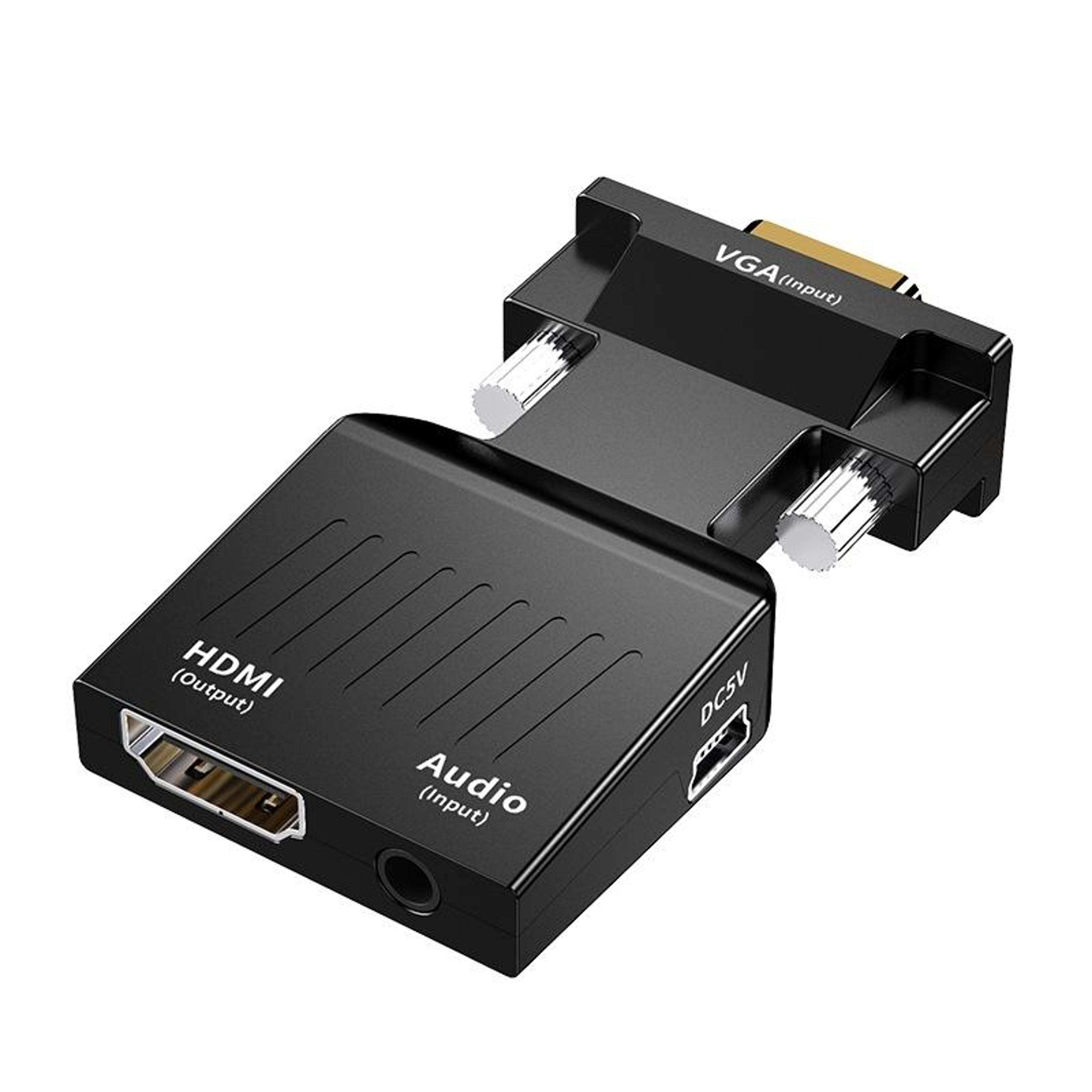 1080p vga to hdmi converter with audio adapter for pc, laptop & projector
