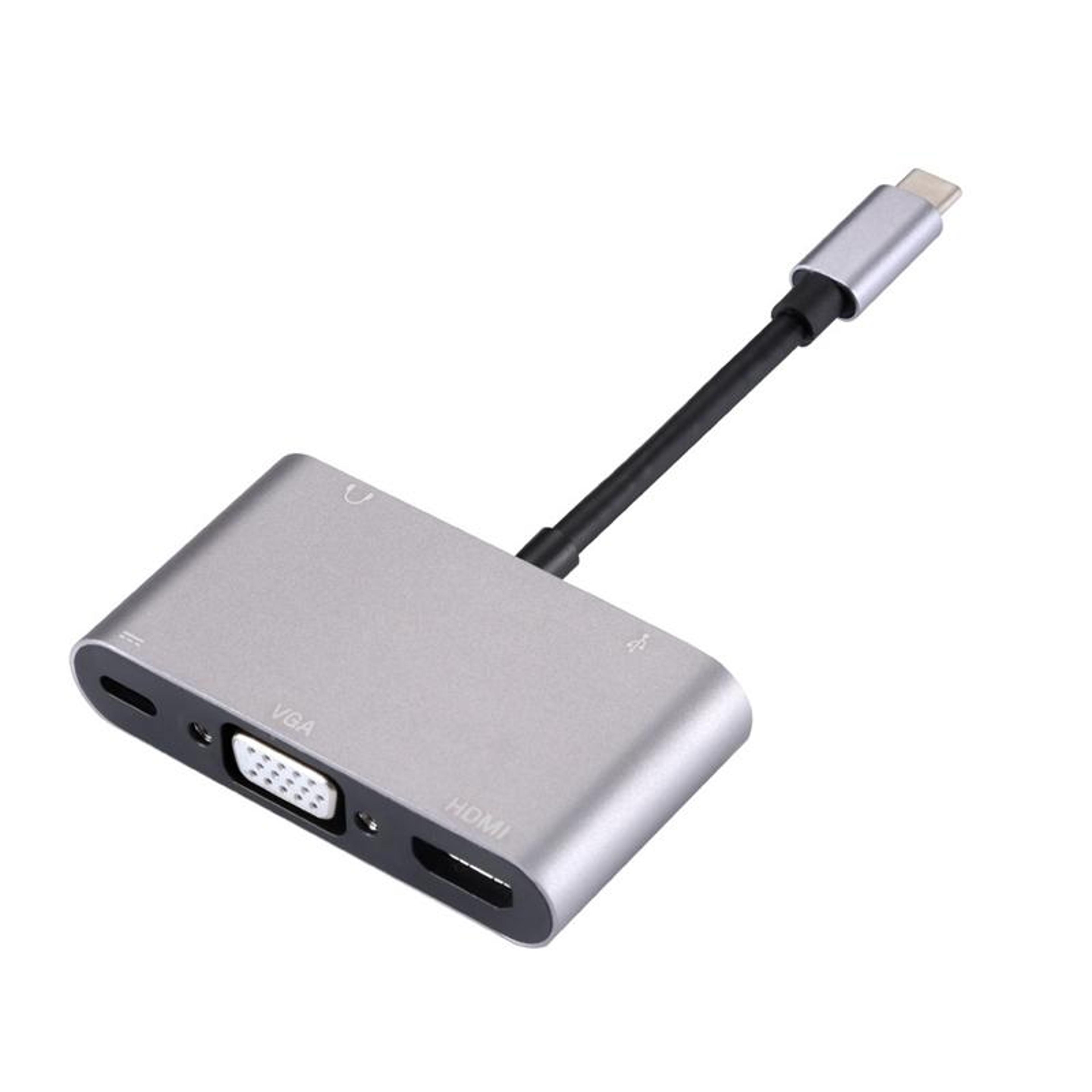 4k usb-c multiport hub adapter with hdmi, vga, usb 3.0, audio & pd charging