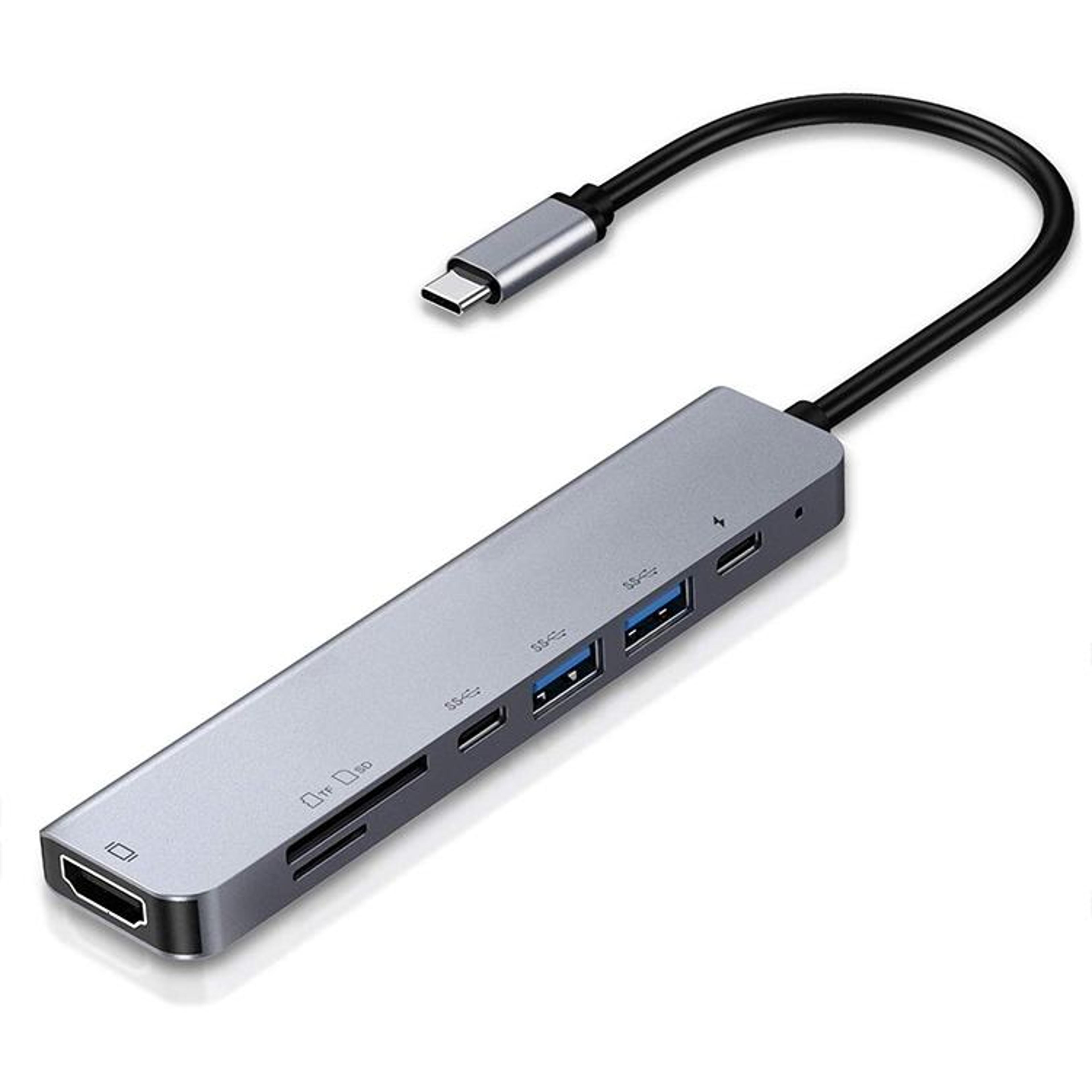 7-in-1 usb-c hub with 4k hdmi, dual usb 3.0, sd/tf reader & fast charging