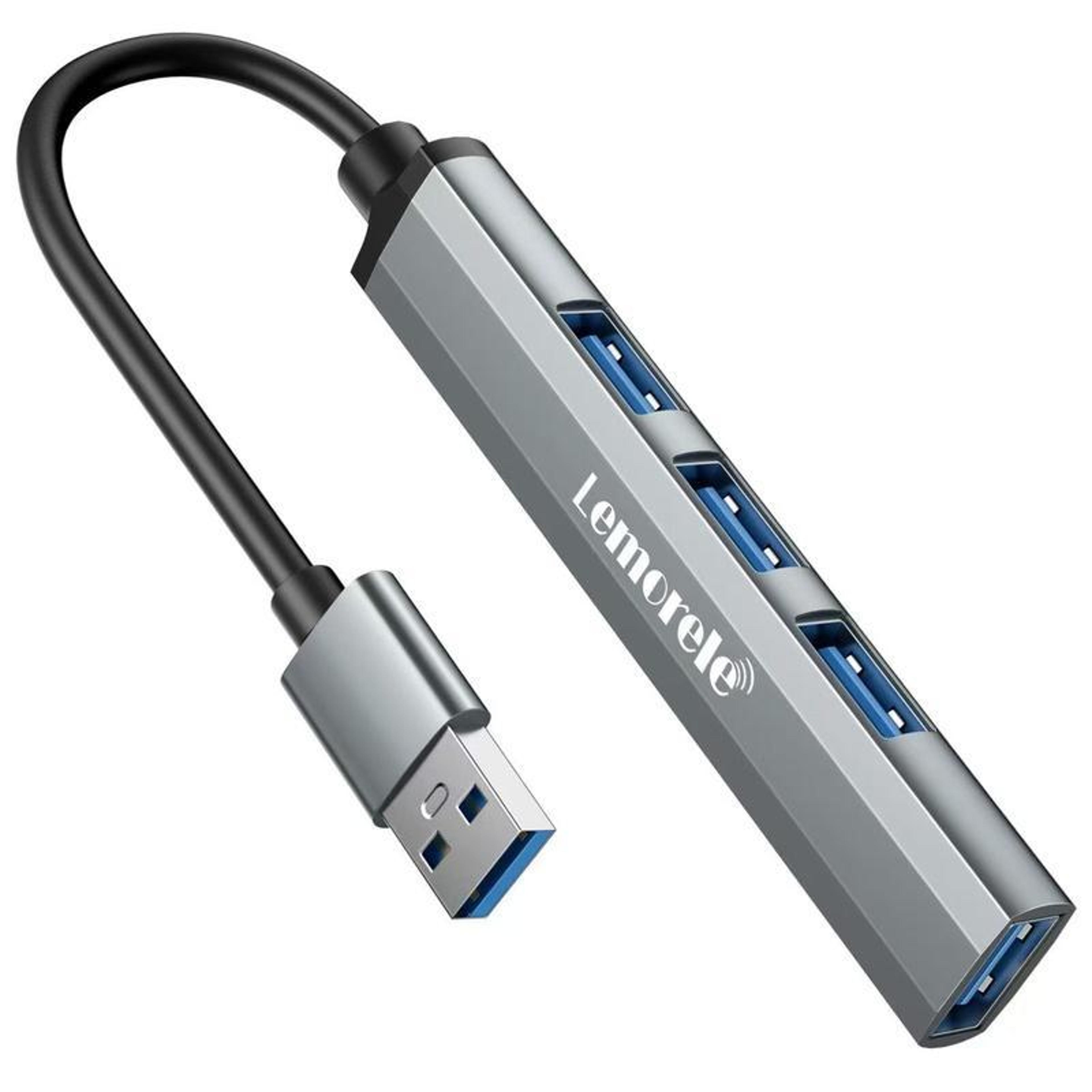 lemorele 4-port usb-c hub with usb 3.0 high-speed data transfer & multi-device expansion