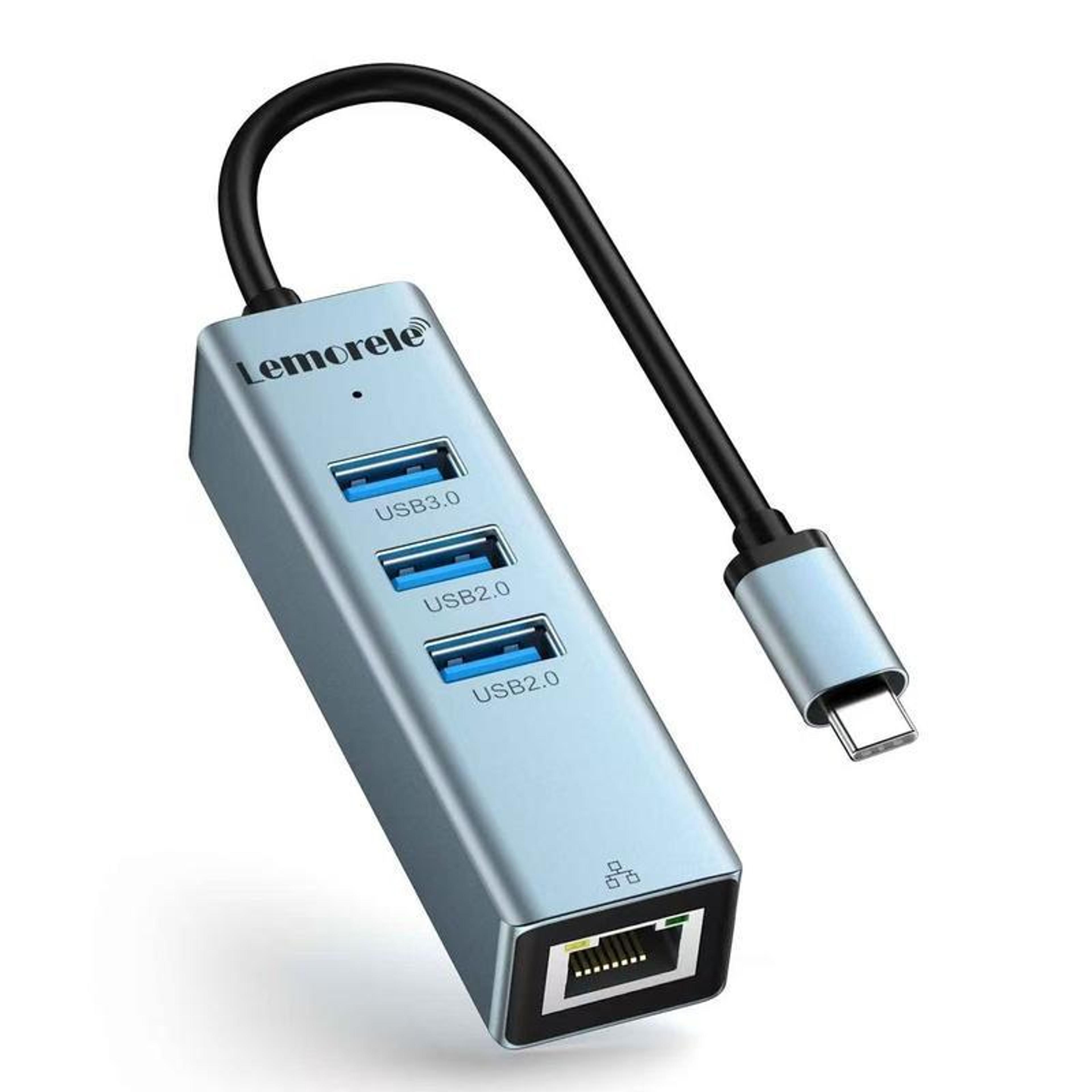 lemorele 4-in-1 usb-c hub with gigabit ethernet and high-speed usb expansion