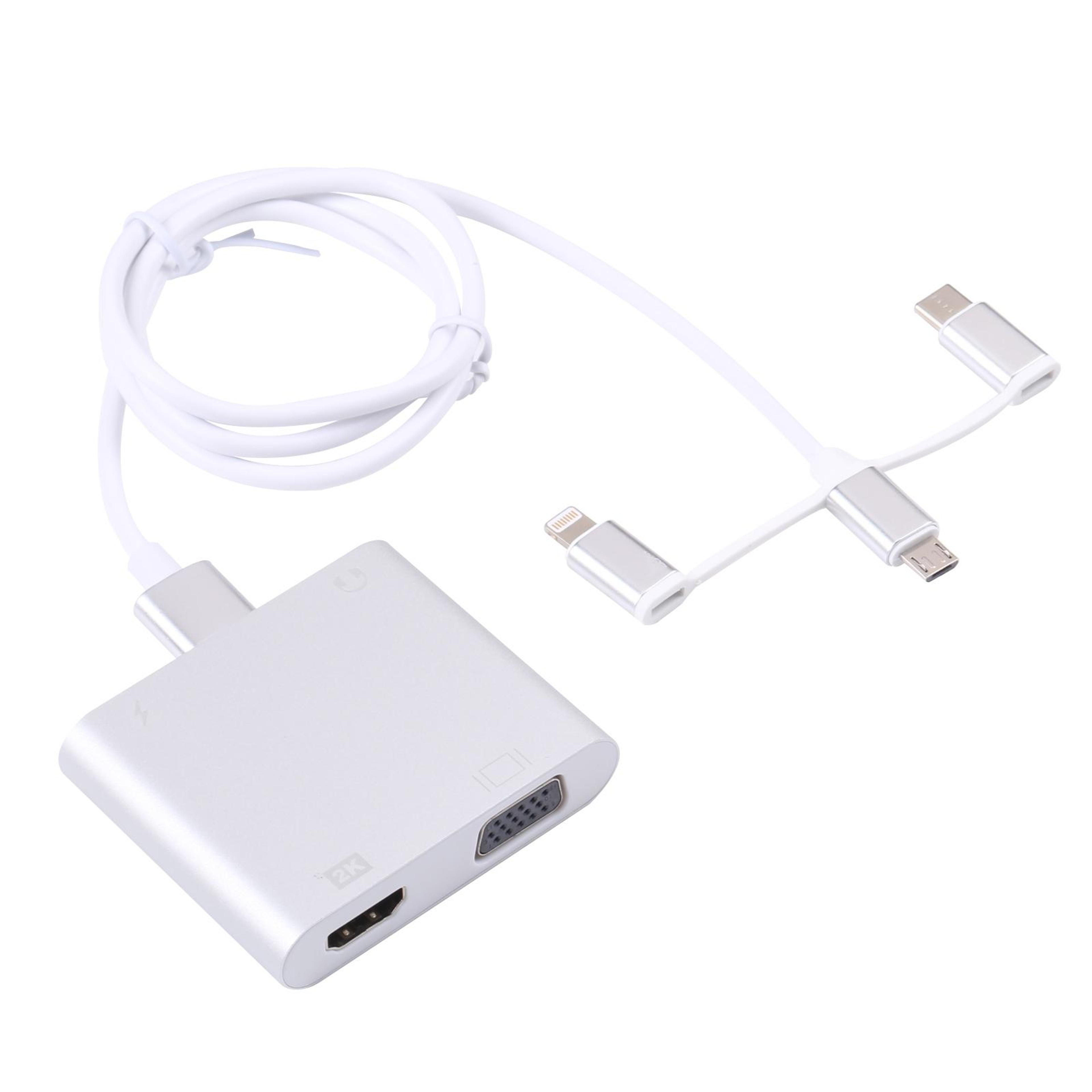 3-in-1 smartphone to tv adapter with hdmi, vga & aux charging hub