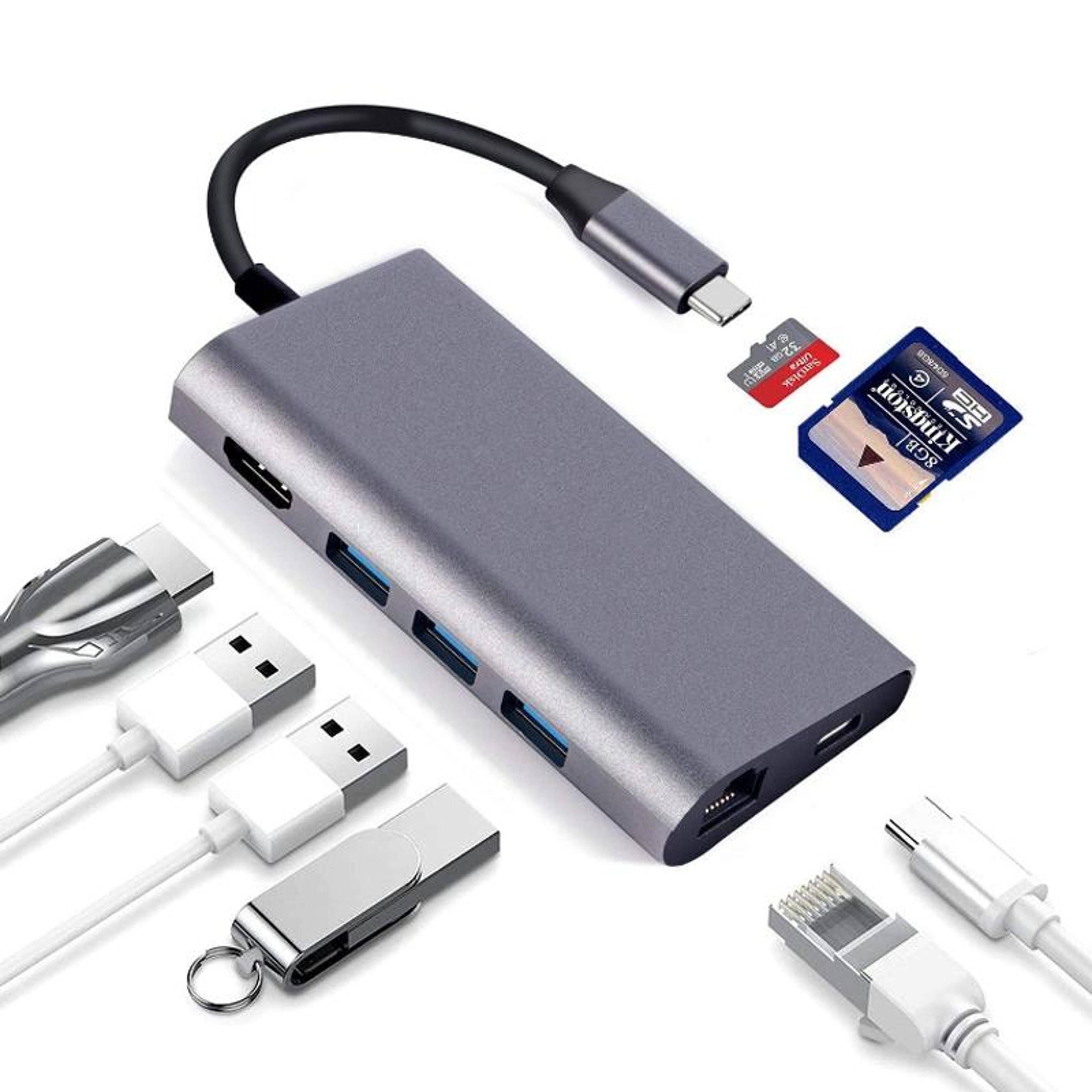8-in-1 usb-c hub docking station with 4k hdmi, gigabit ethernet & pd fast charging