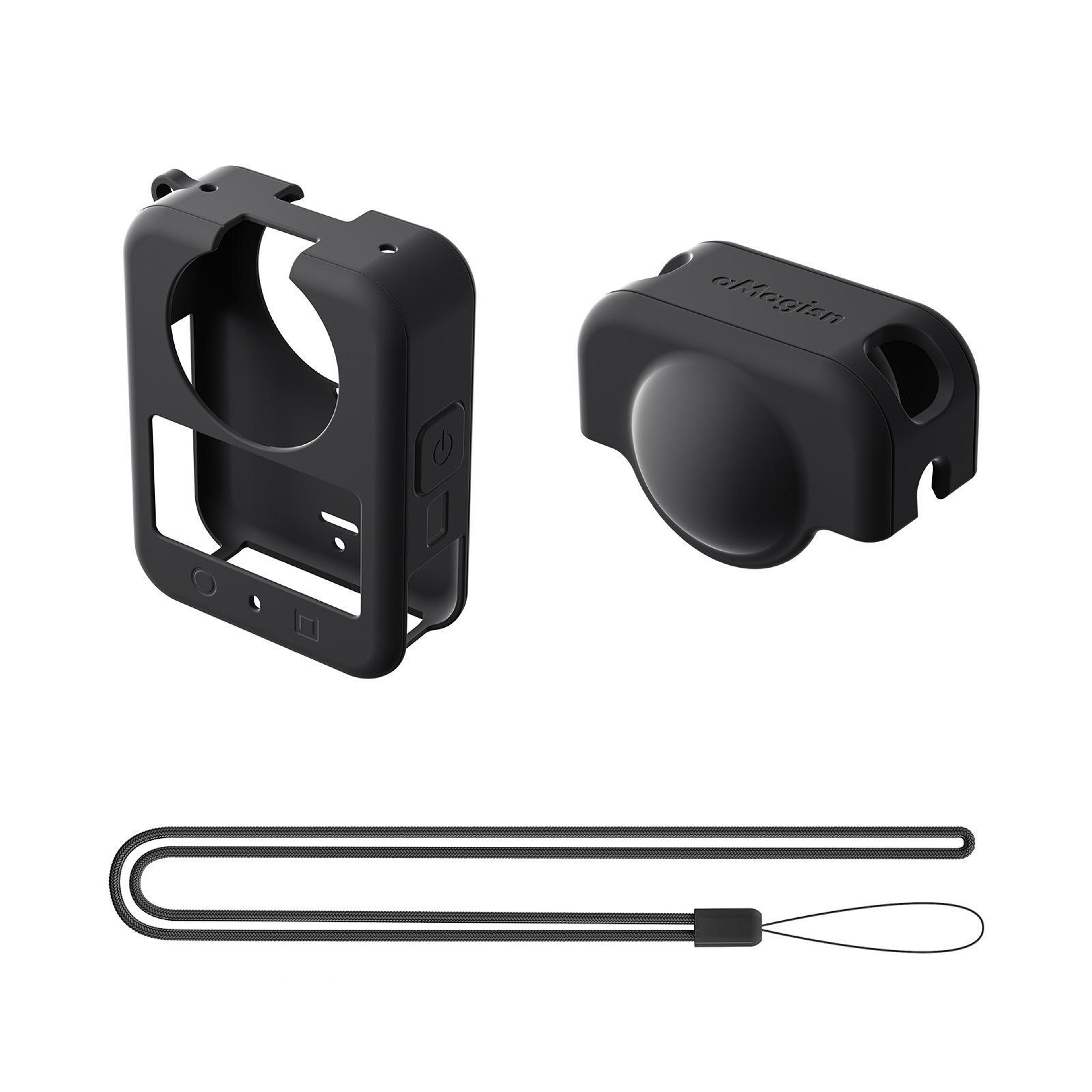 amagisn dji osmo 360 silicone protective case set with lens cap & neck lanyard