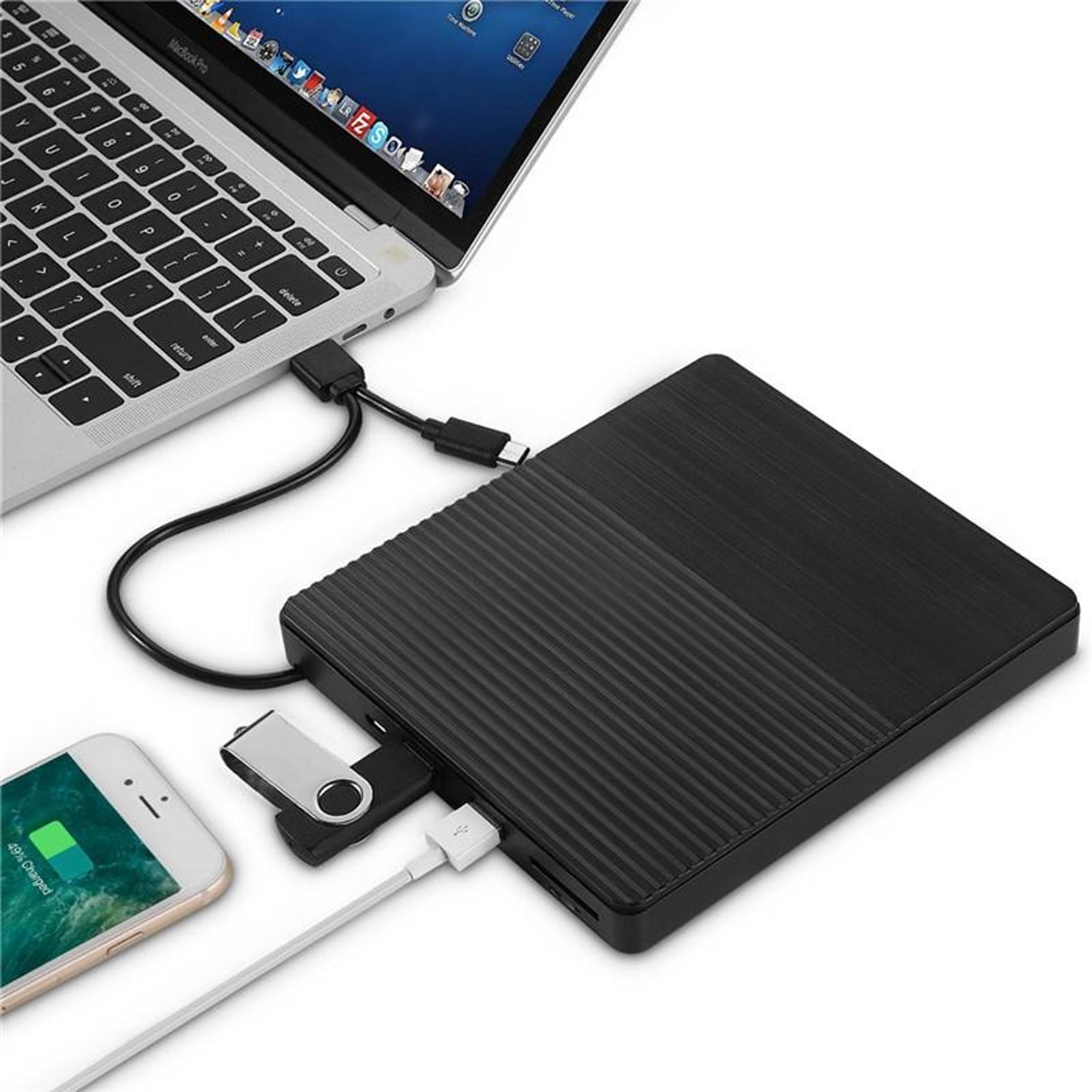 type-c external cd/dvd burner drive with usb hub & sd tf card reader