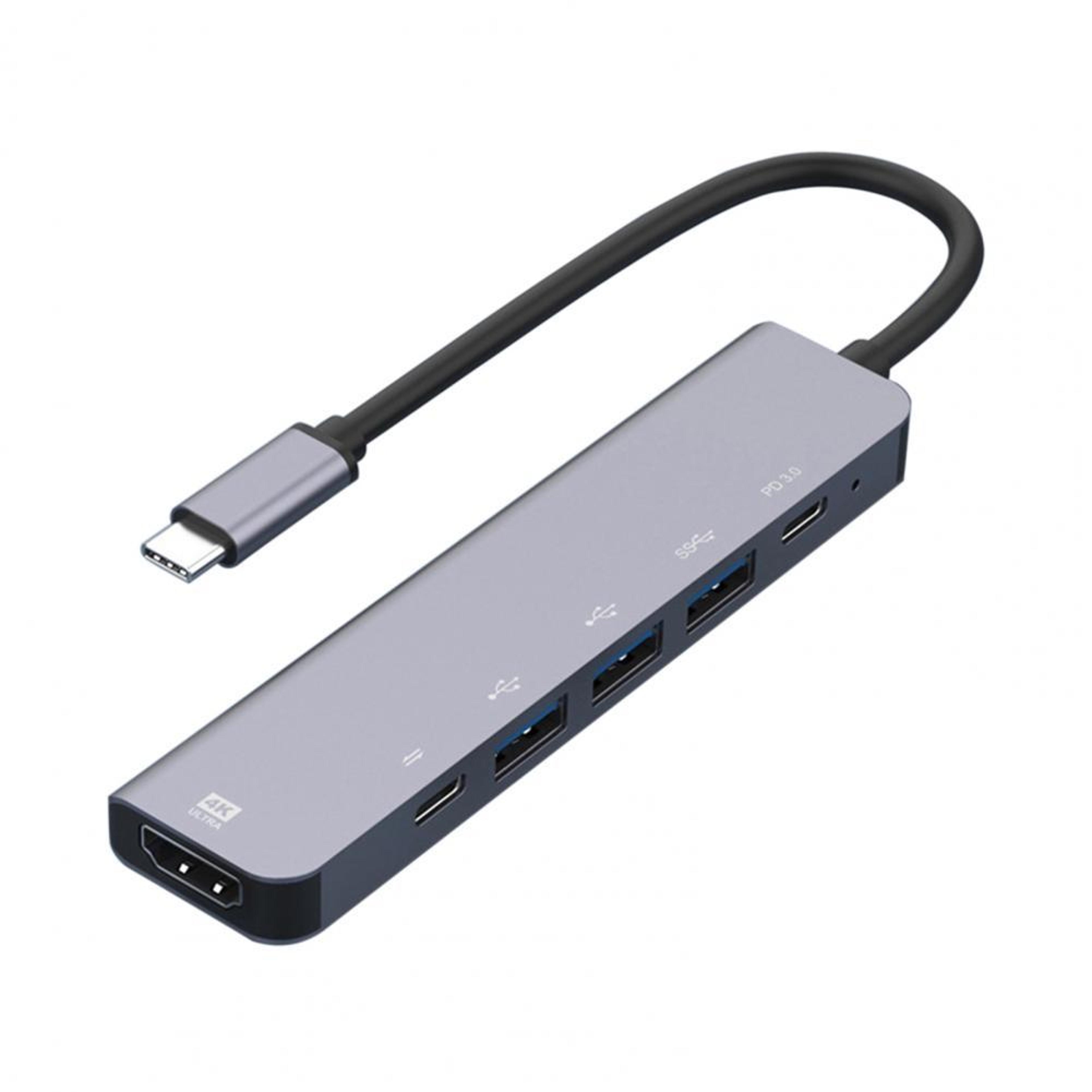 6-in-1 usb-c hub with 4k hdmi, 100w pd charging & high-speed data ports