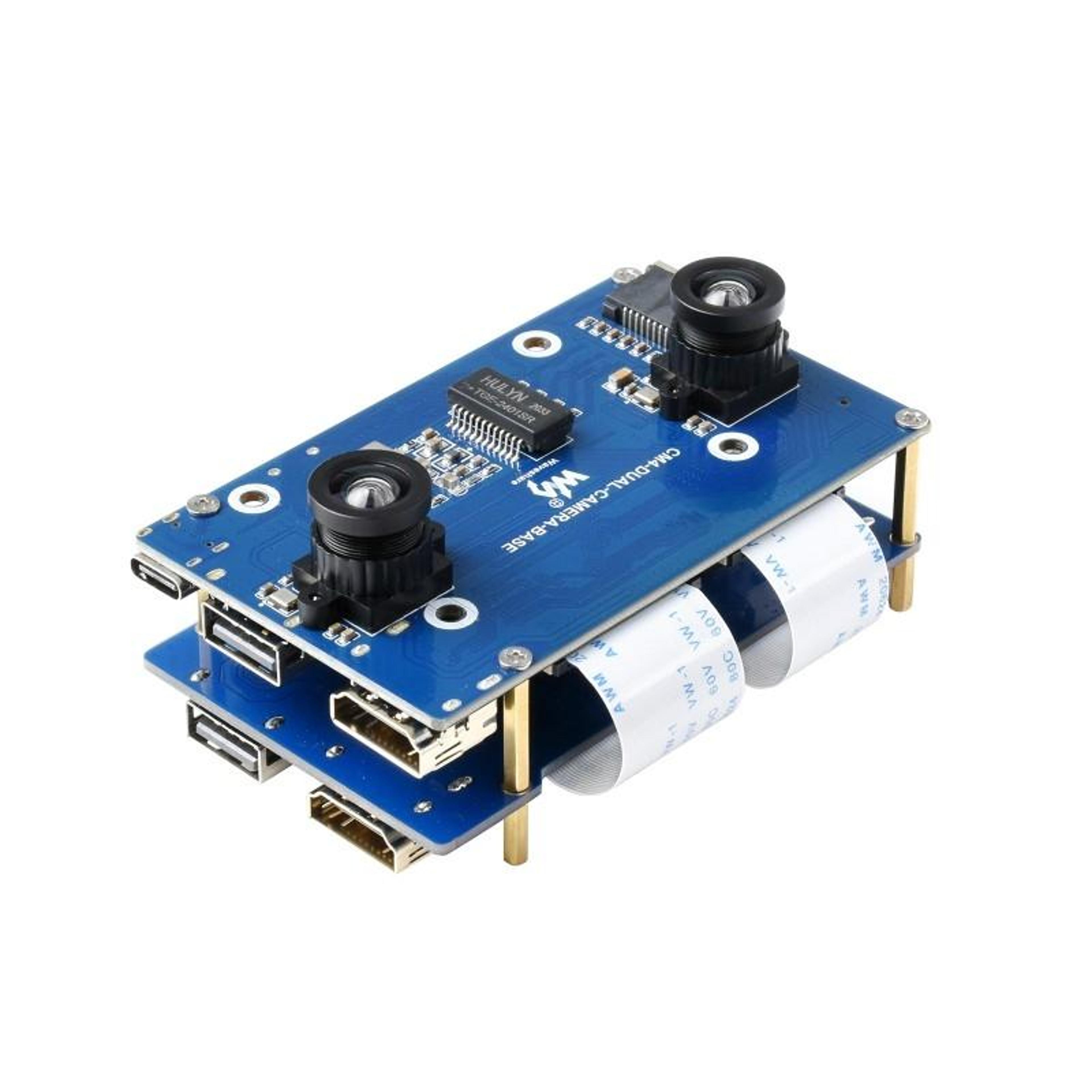 waveshare cm4 stereo vision camera board with dual 8mp imx219 cameras & interface expander