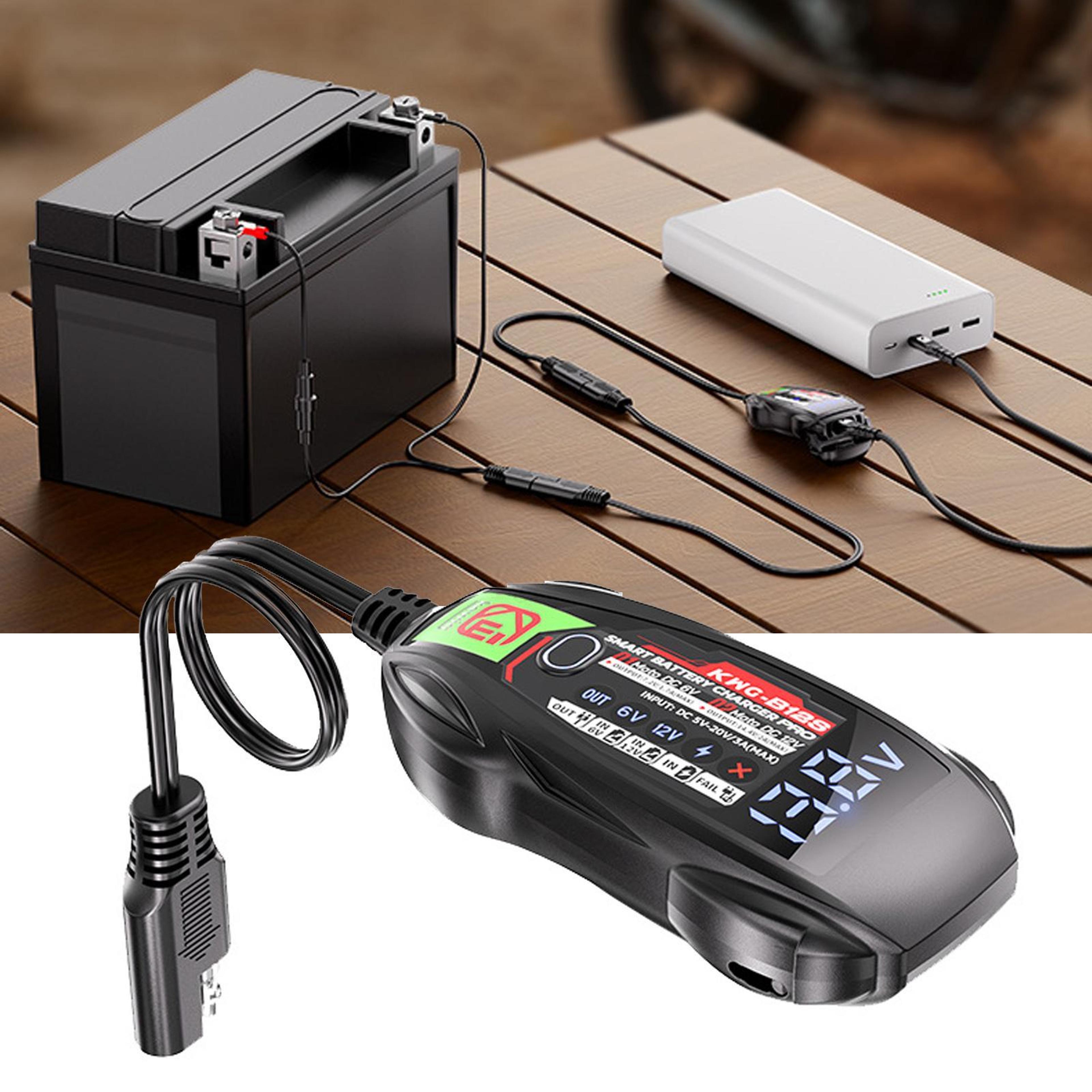 kewig b12 smart motorcycle battery charger 6v/12v usb-c battery maintainer with digital display