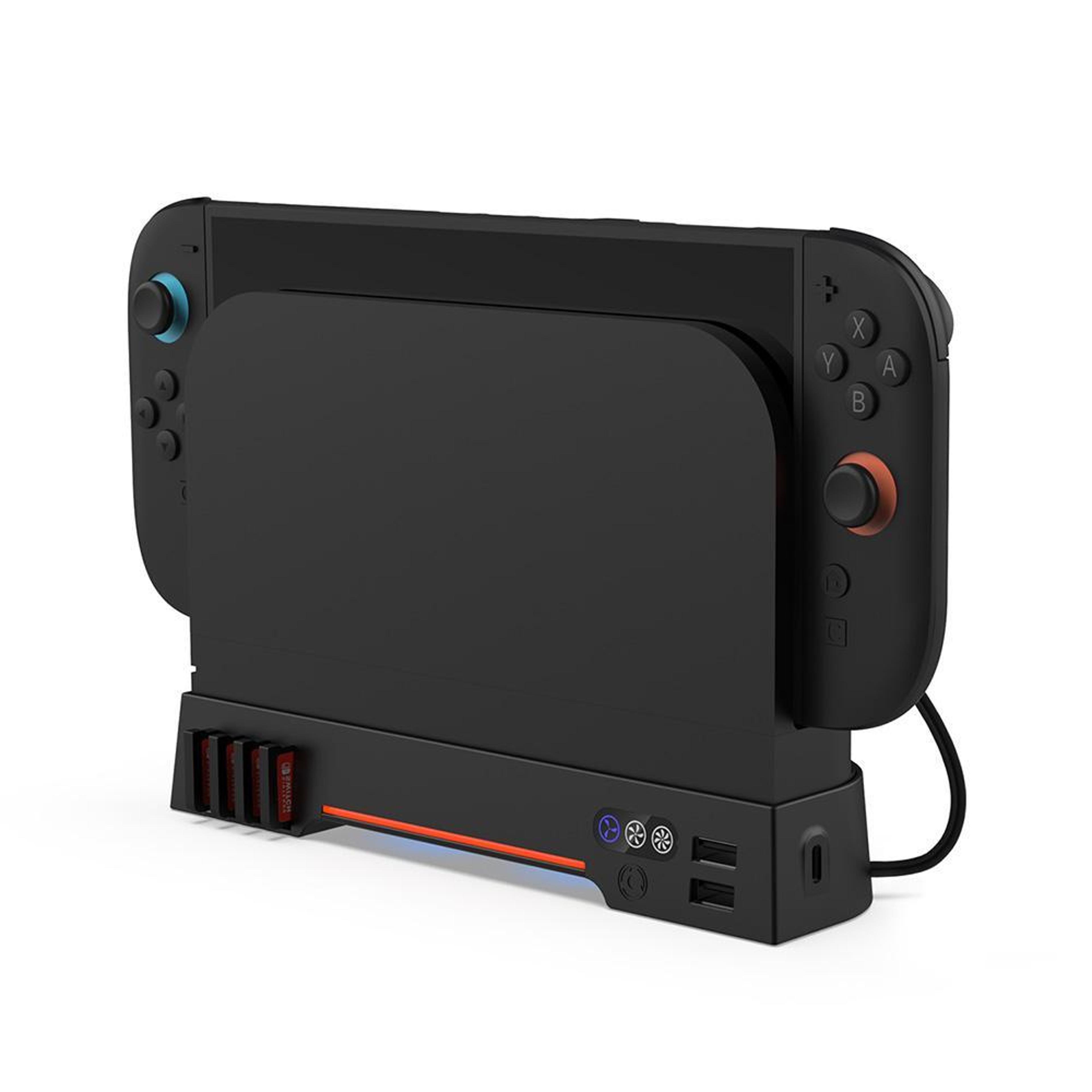 dobe switch 2 cooling charging dock with rgb lights & dual-fan controller charging station