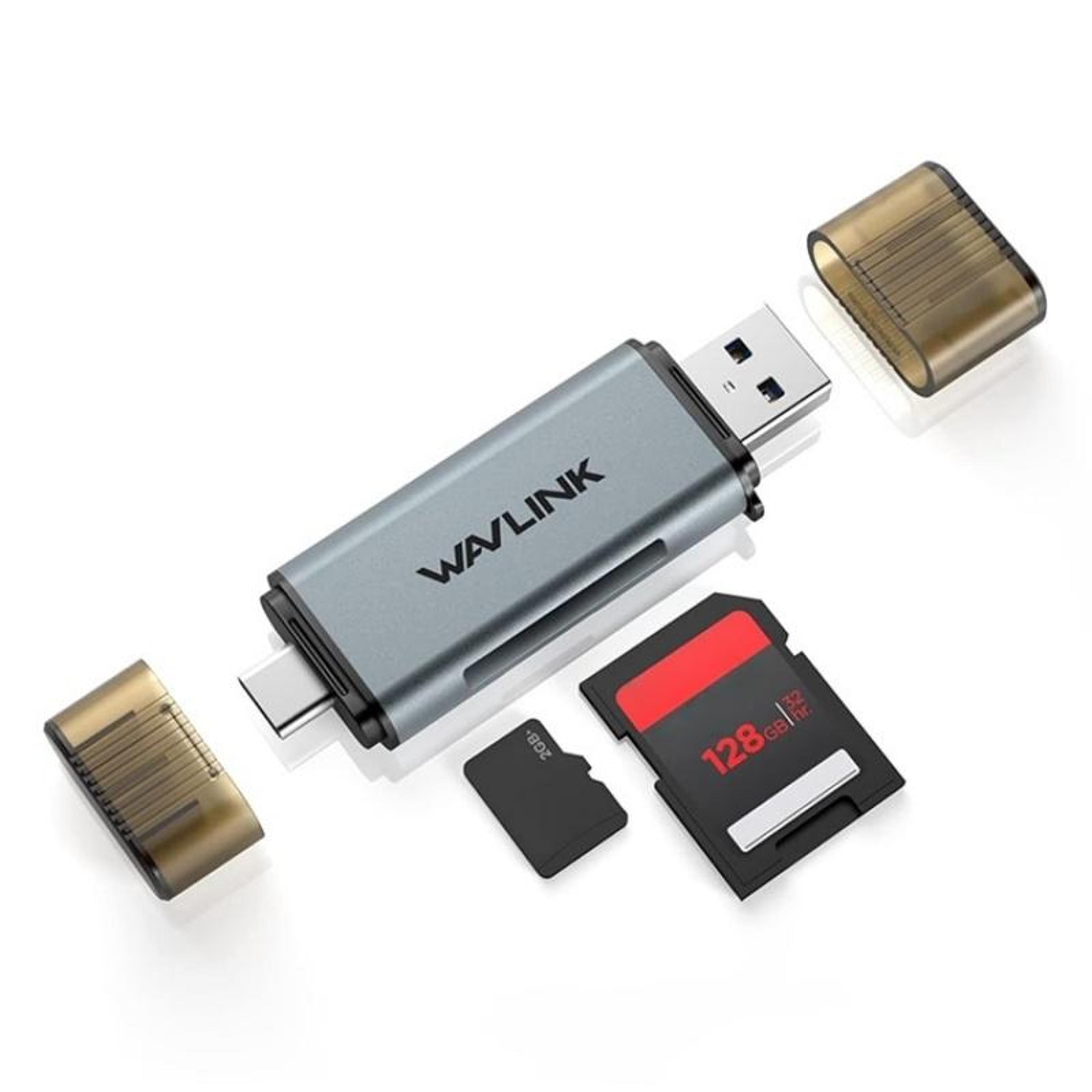 wavlink 2-in-1 usb-c & usb 3.0 sd card reader for sd/tf memory cards