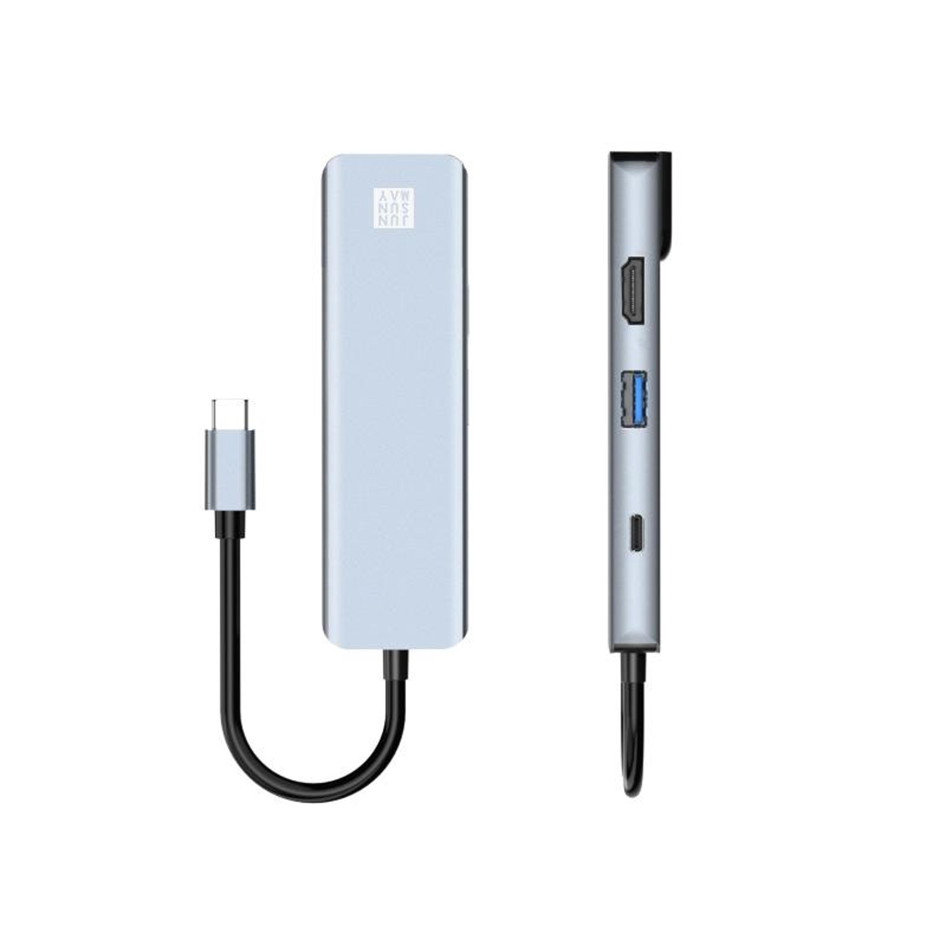junsunmay 6-in-1 usb-c hub with 4k hdmi, ethernet, pd charging & sd/tf card reader