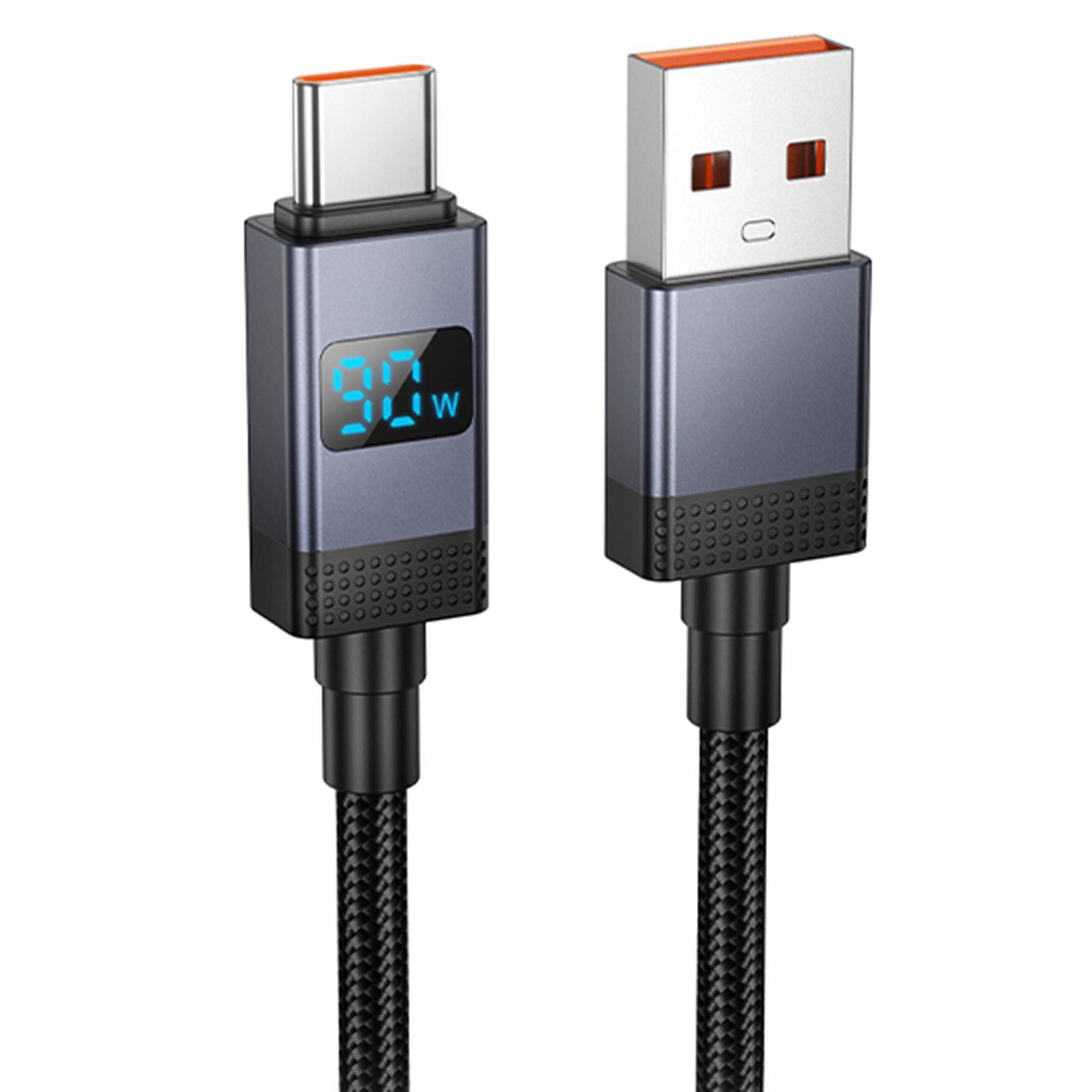 hoco x118 5a usb to type c cable with digital power display 1m fast charging data cable