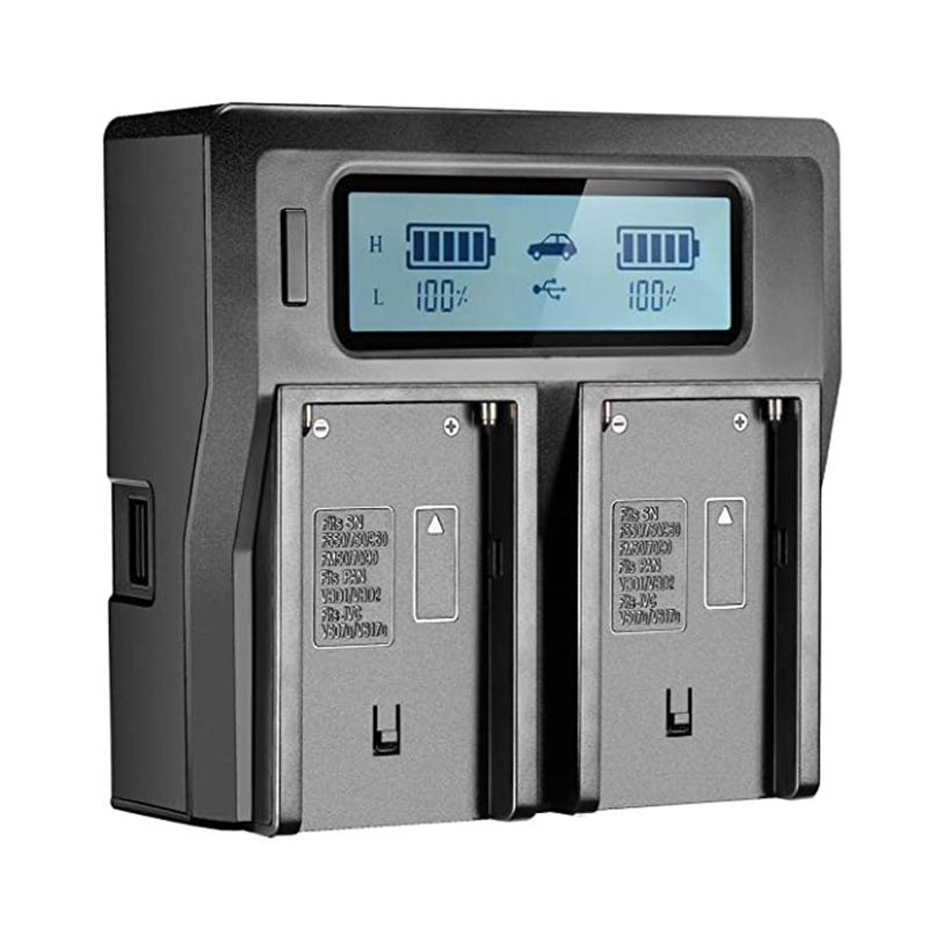 dual lcd sony bp-u battery charger with usb for bp-u30, bp-u60 & bp-u90 cameras