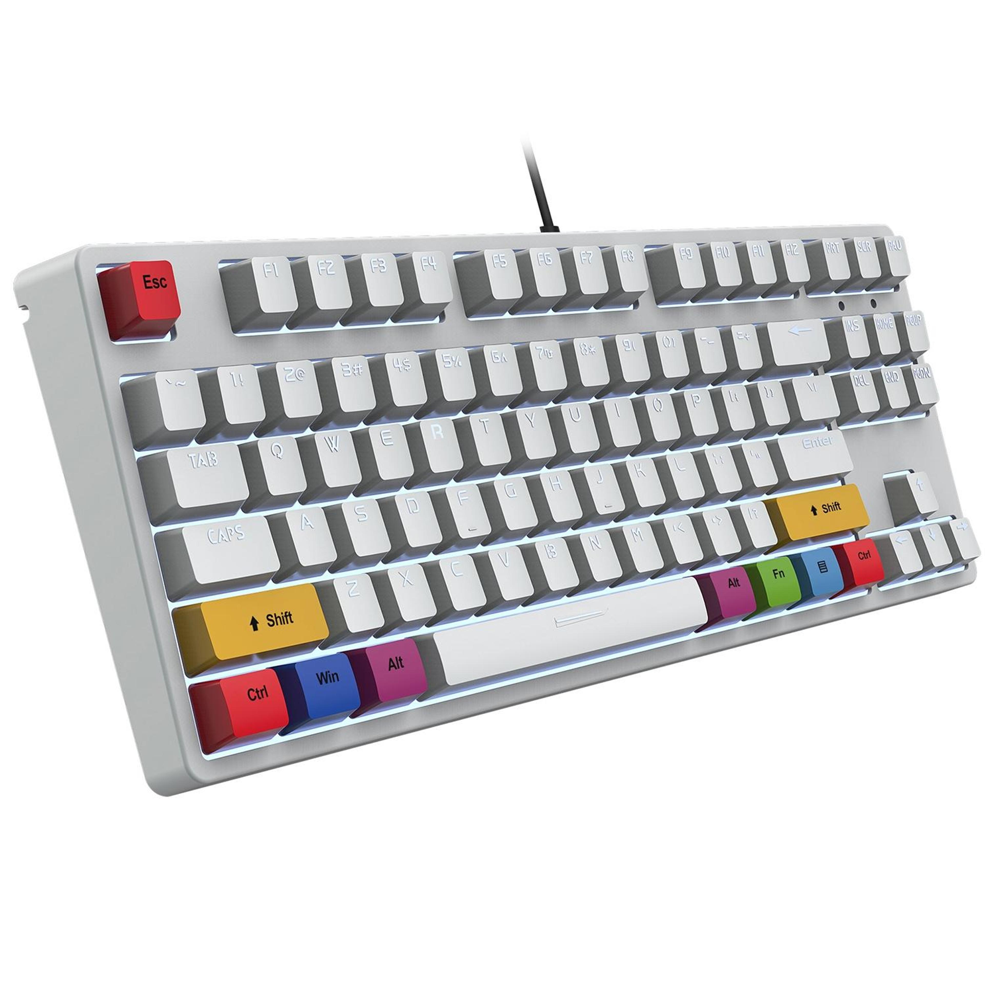 hxsj l600 87-key gaming keyboard with red switches, hot-swappable mechanical keyboard, usb-c wired