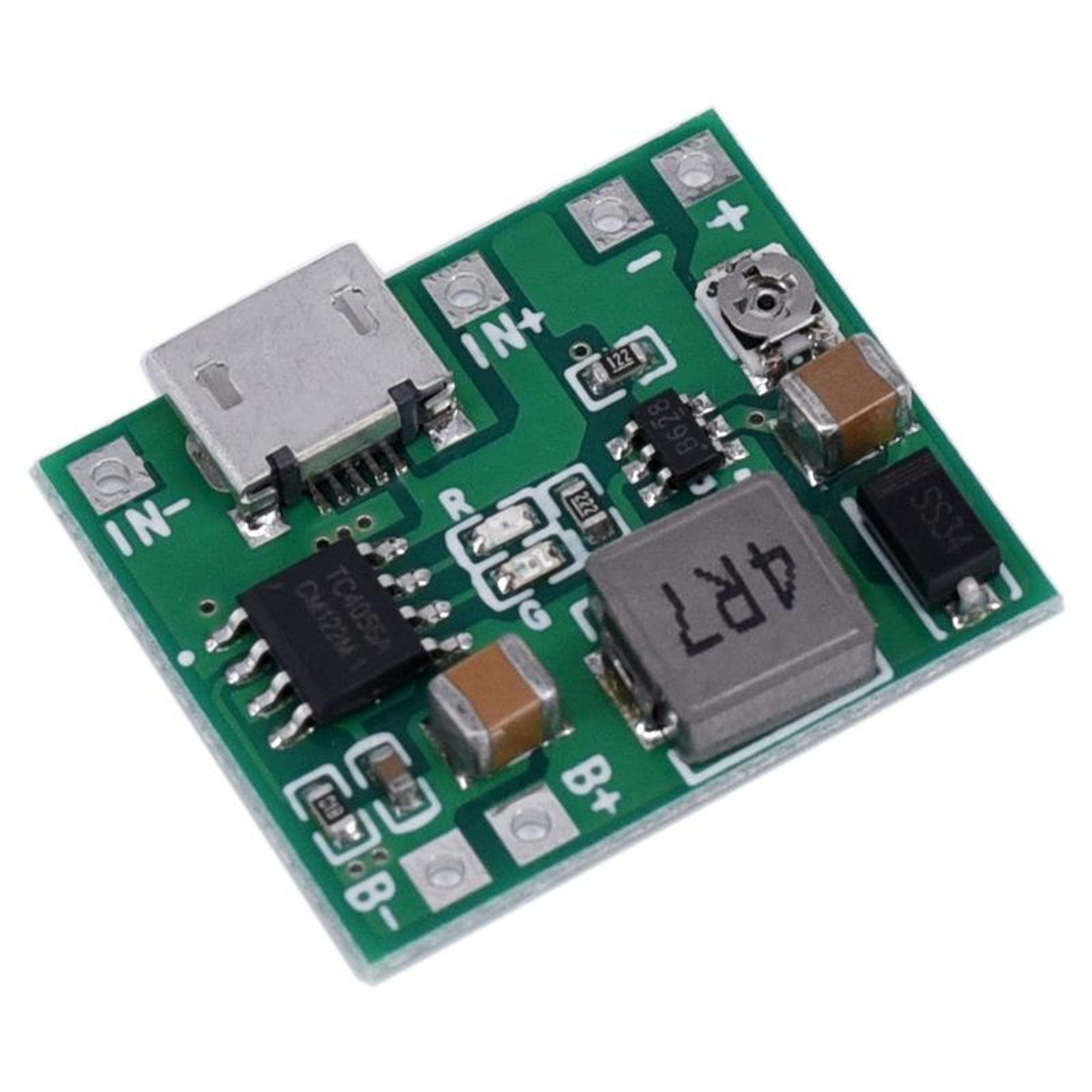 18650 battery charger module with adjustable boost converter & usb charging board