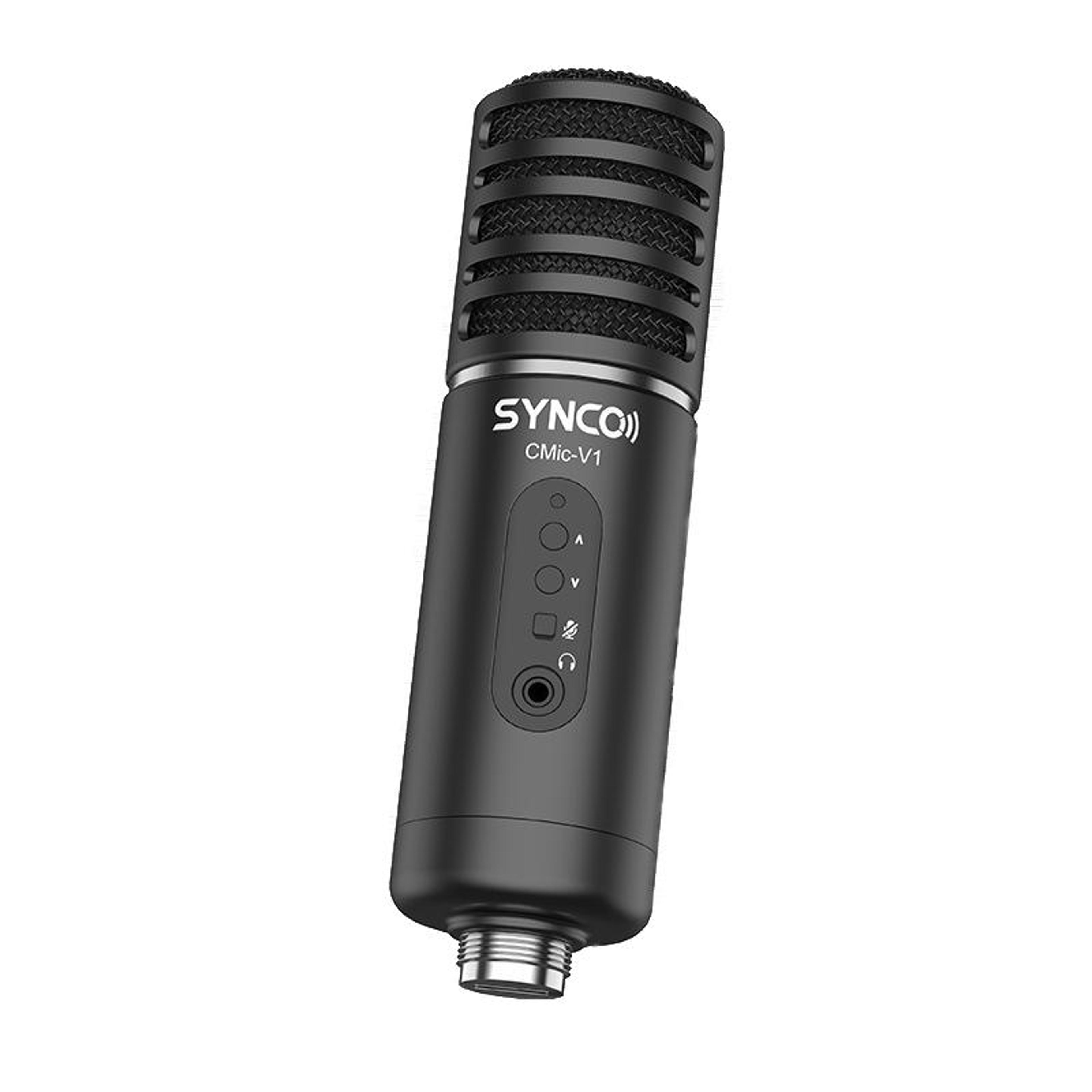 synco v1 usb microphone cardioid condenser podcast & recording microphone with real-time monitoring