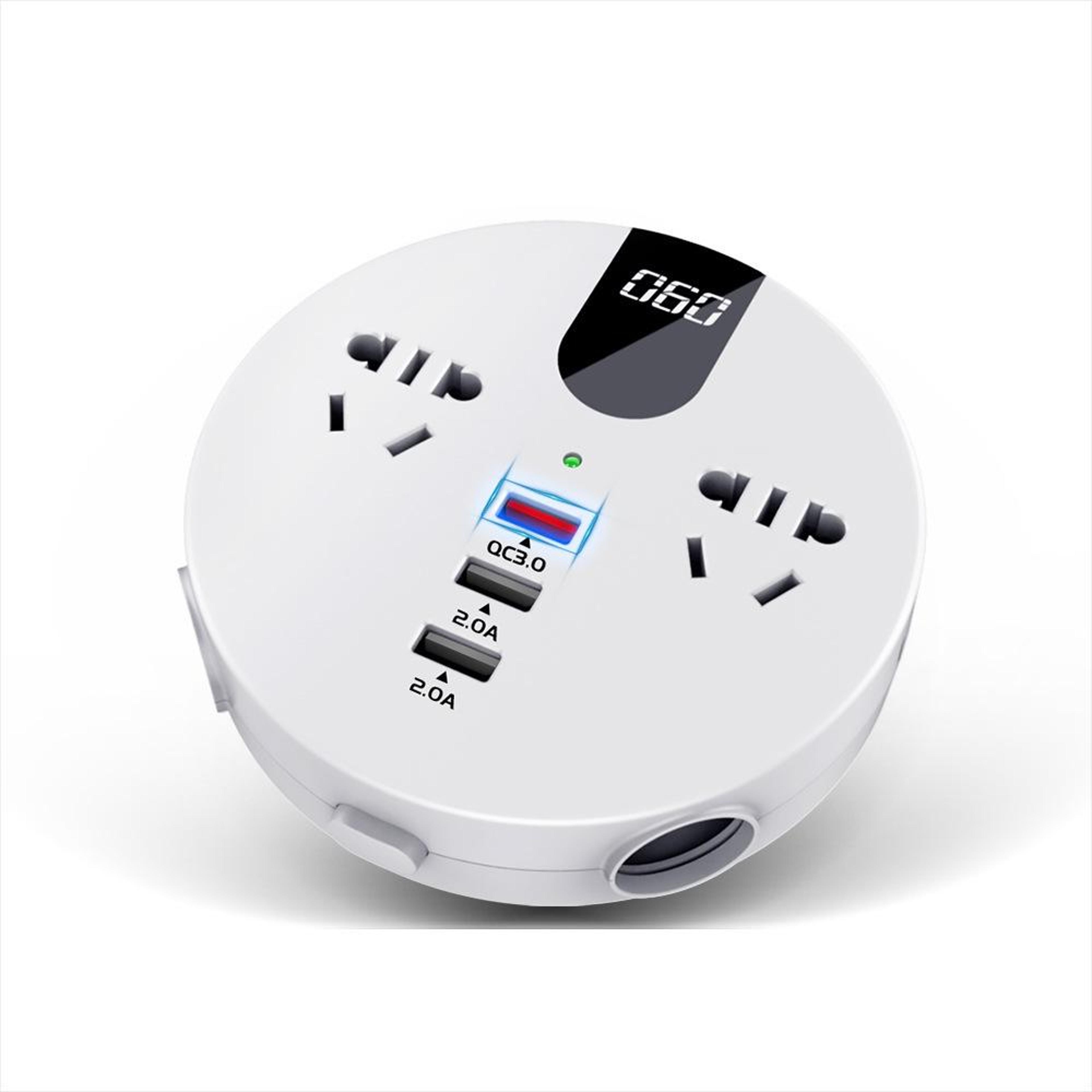200w car power inverter with qc3.0 fast charging, lcd display & dual ac outlets for 12v/24v vehicles