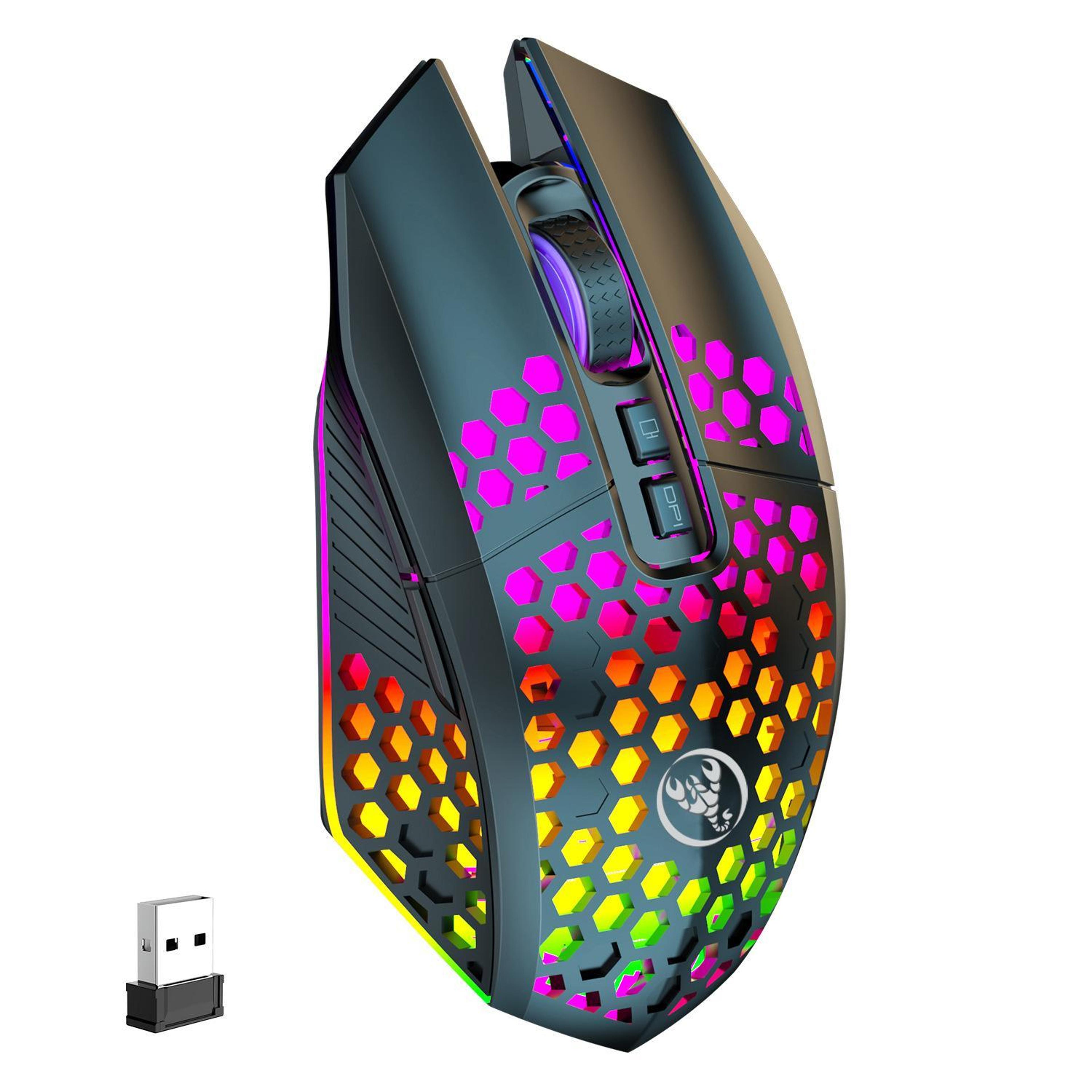 hxsj t500 wireless gaming mouse rechargeable rgb backlit silent 2.4g mouse