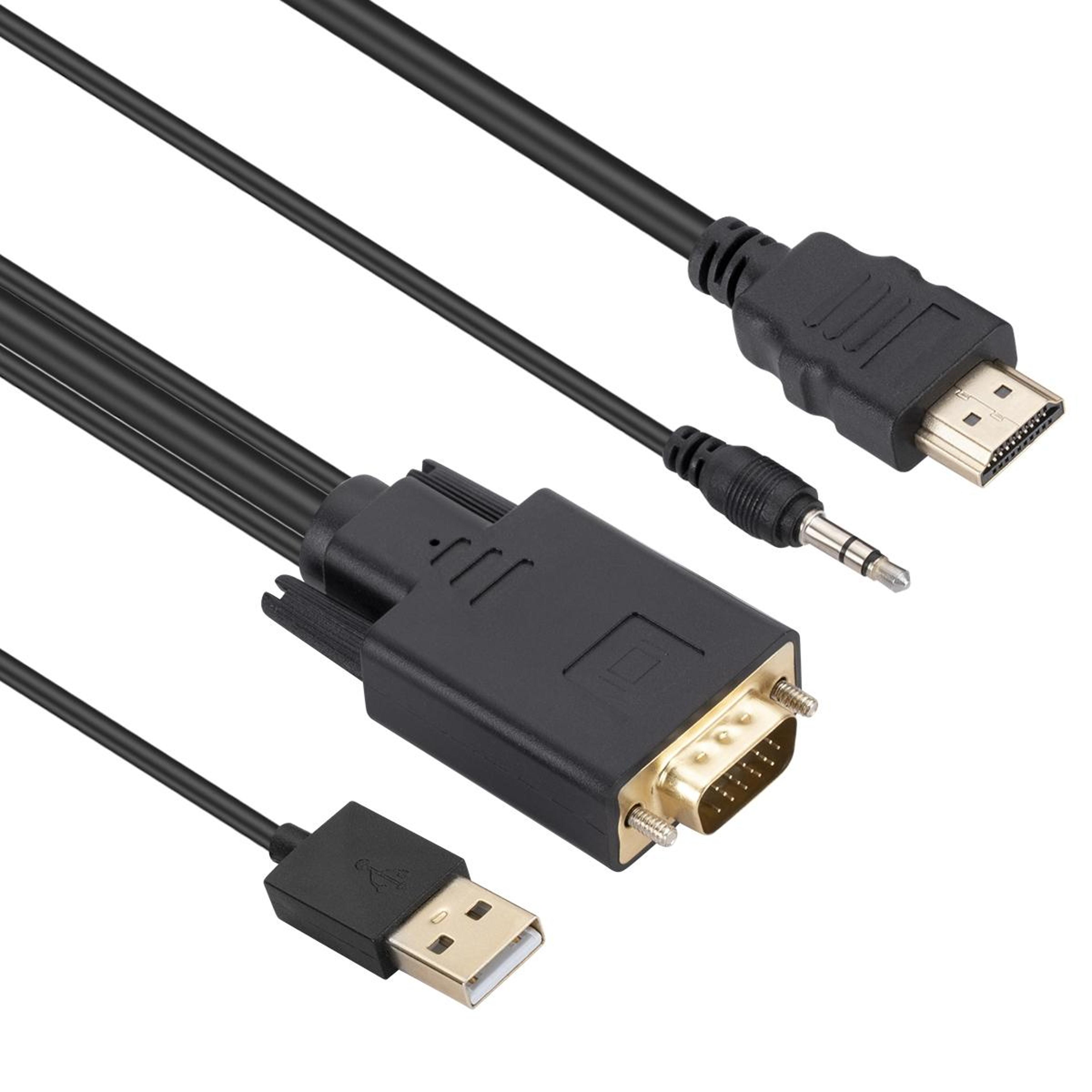 vga to hdmi adapter cable with audio usb powered 1080p converter 1.8m