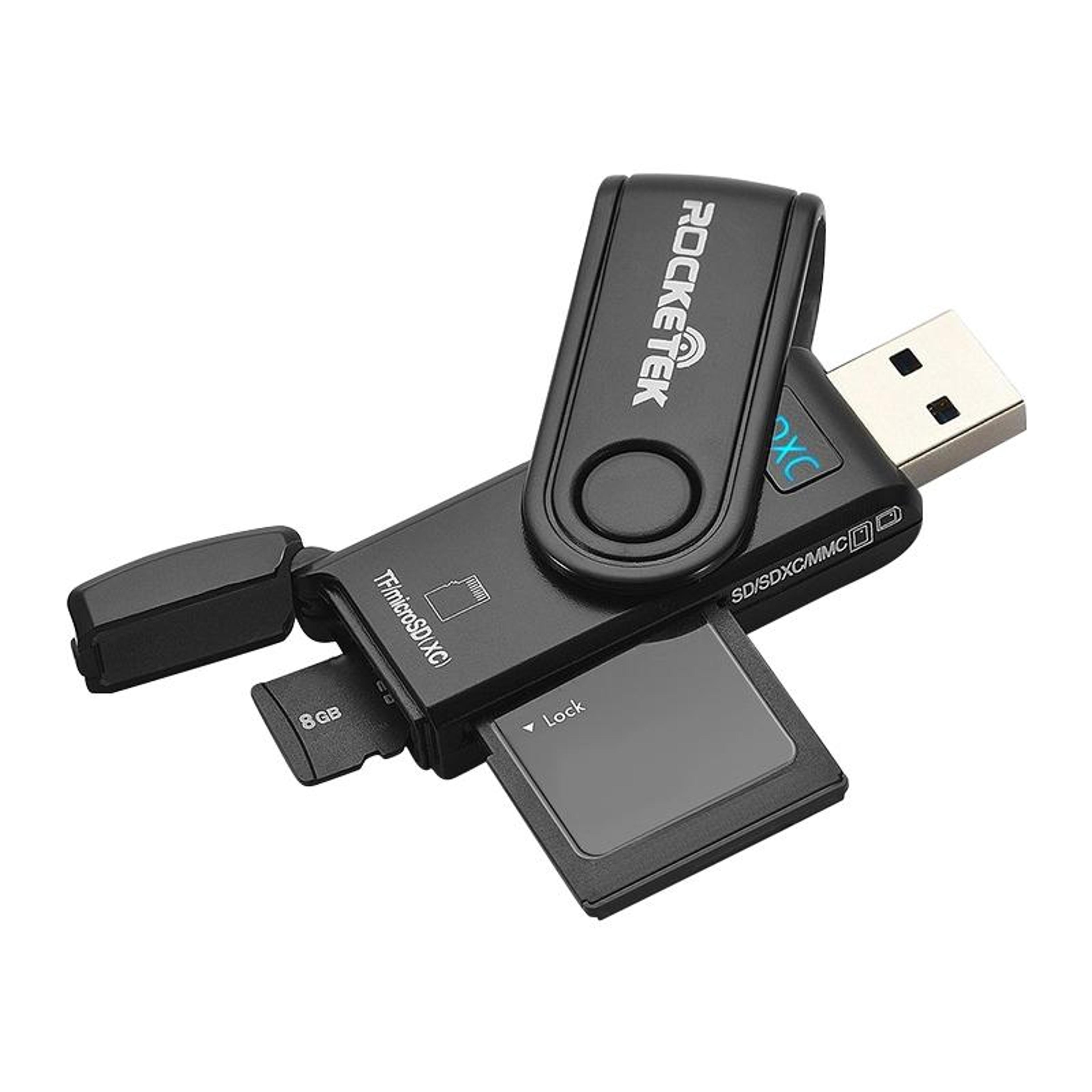 rocketek cr5 usb 3.0 sd card reader dual slot memory card reader for sd tf cards